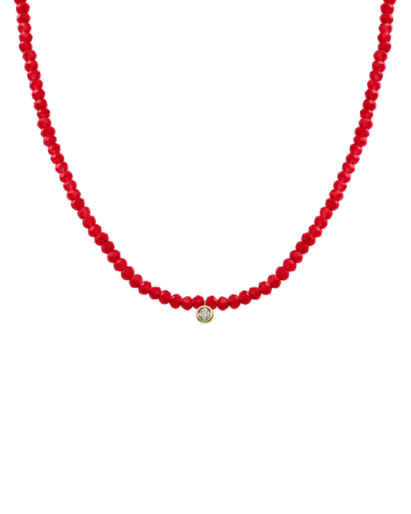 Collier Pierres Précieuses & Diamant - Or Jaune 14 carats Necklaces magal-dev Jade rouge naturel Small: 0.03 carats 35cm