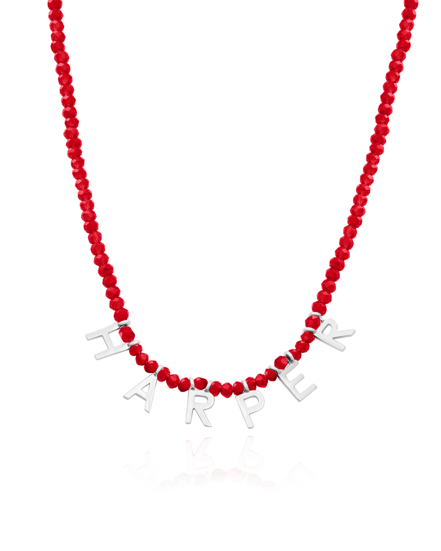 Gemstone & Initial Necklace - 925 Sterling Silver Necklaces magal-dev Natural Red Jade 14" 