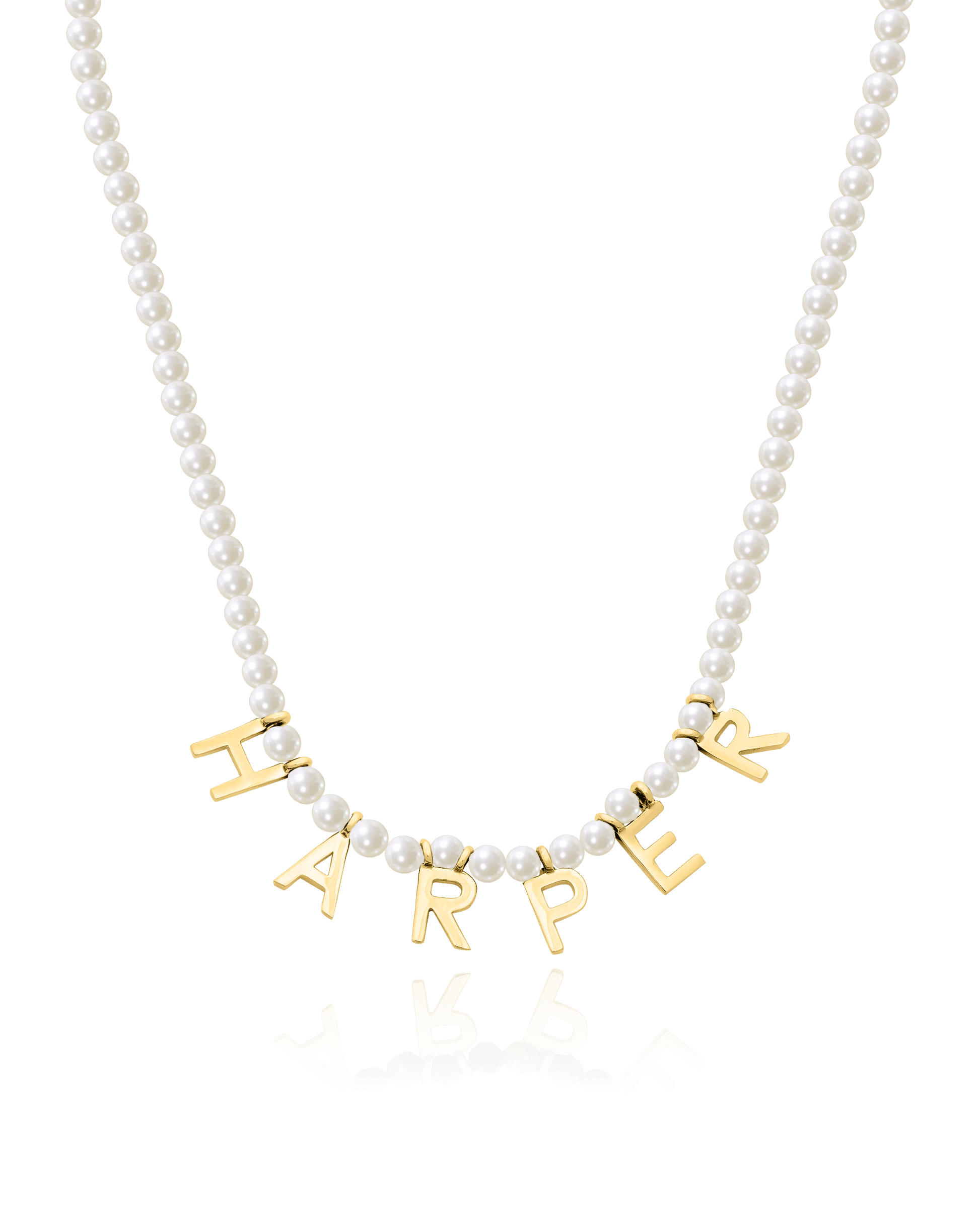 Collier de Perles Naturelles & Initiale - Or Jaune Plaqué 18 carats Necklaces magal-dev 40cm 