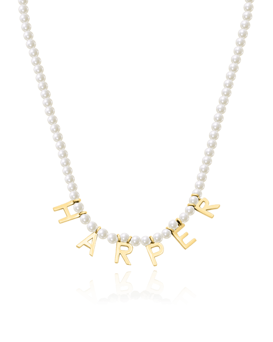 Collier de Perles Naturelles & Initiale - Or Jaune Plaqué 18 carats Necklaces magal-dev 40cm 