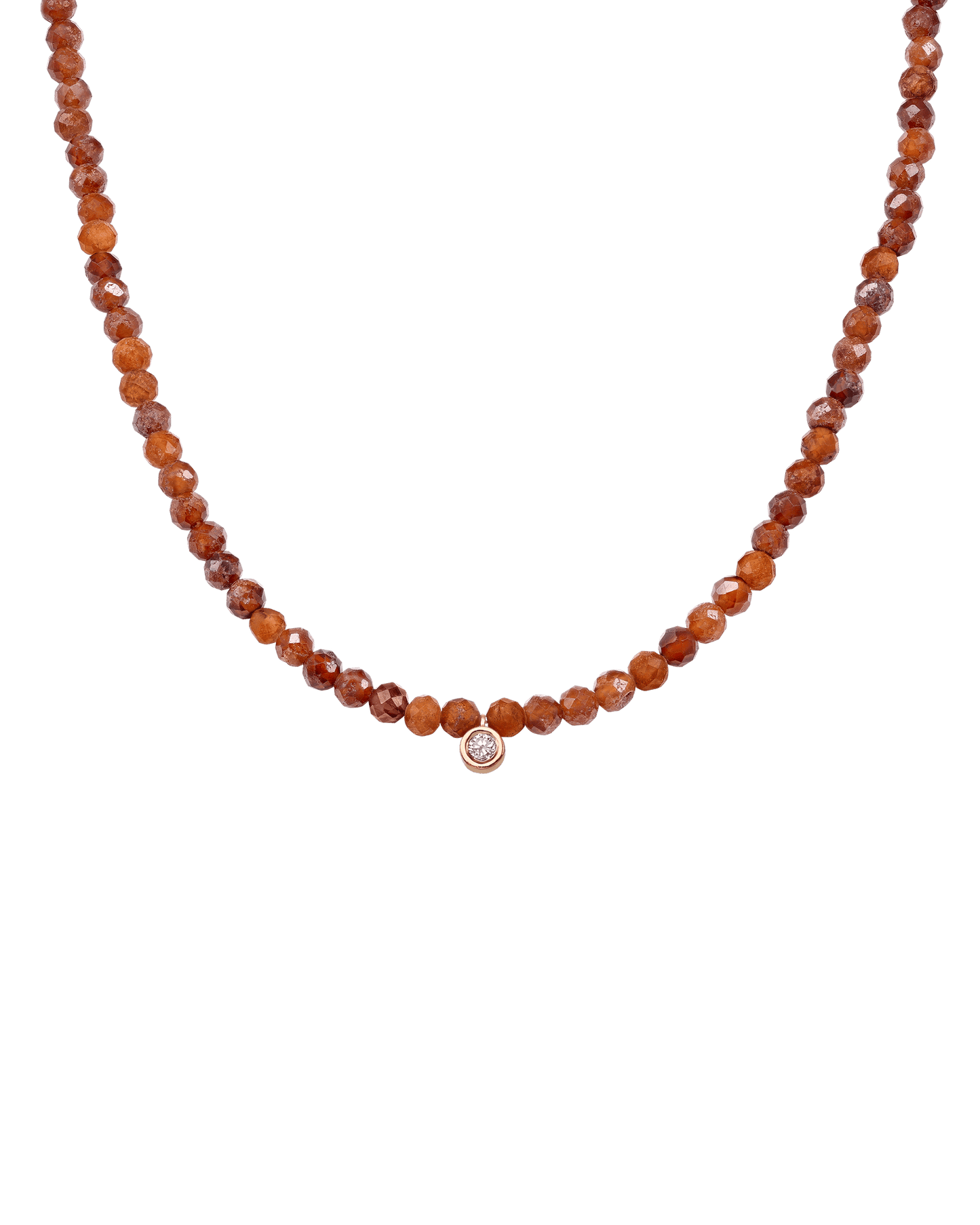 Collier Pierres Précieuses & Diamant - Or Rose 14 carats Necklaces magal-dev Grenat naturel Medium: 0.05 carats 35cm