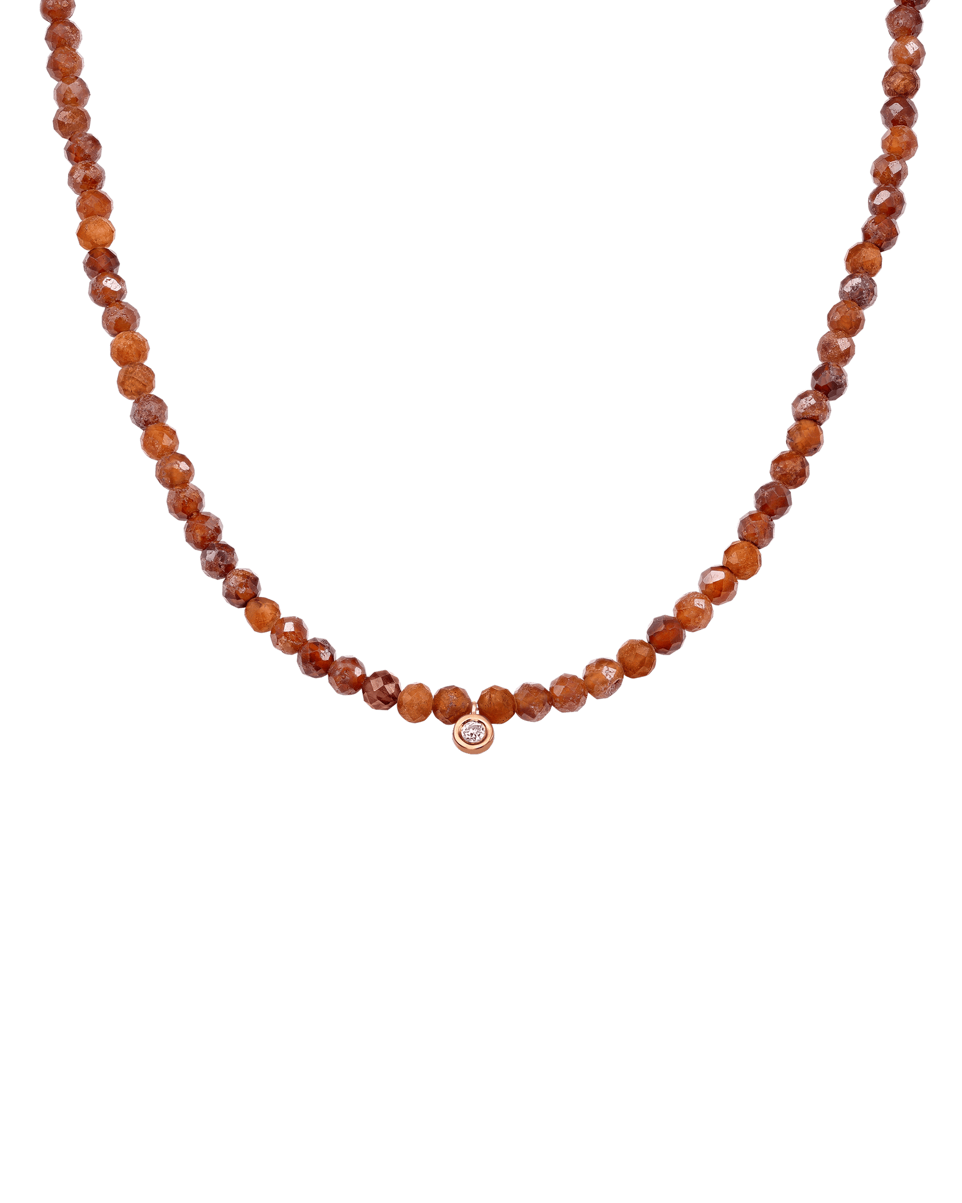 Collier Pierres Précieuses & Diamant - Or Rose 14 carats Necklaces magal-dev Grenat naturel Small: 0.03 carats 35cm