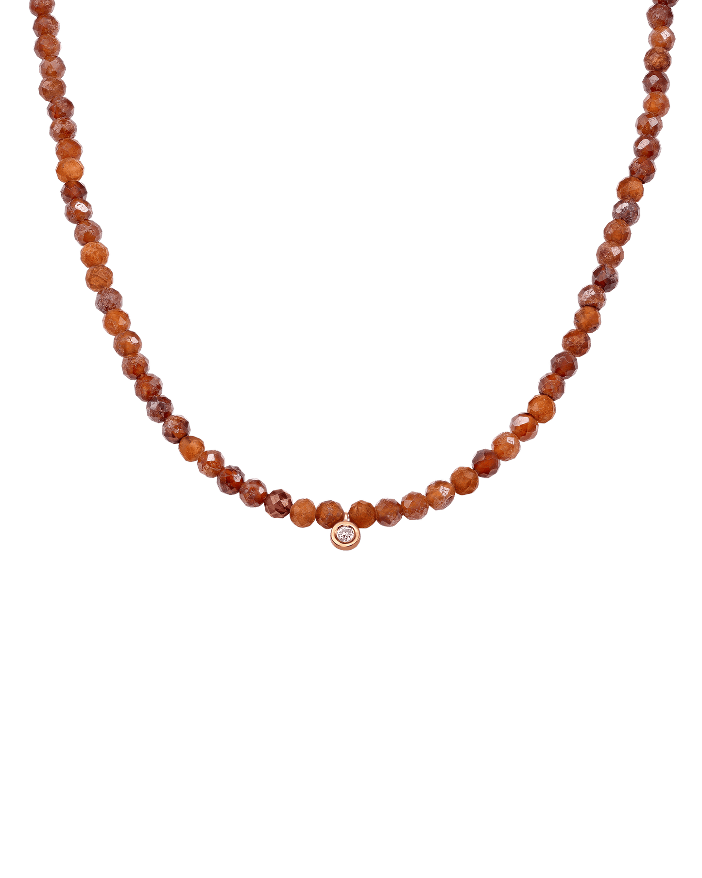 The Gemstone & Diamond Necklace - 14K Rose Gold Necklaces 14K Solid Gold Natural Garnet Small: 0.03ct 14"