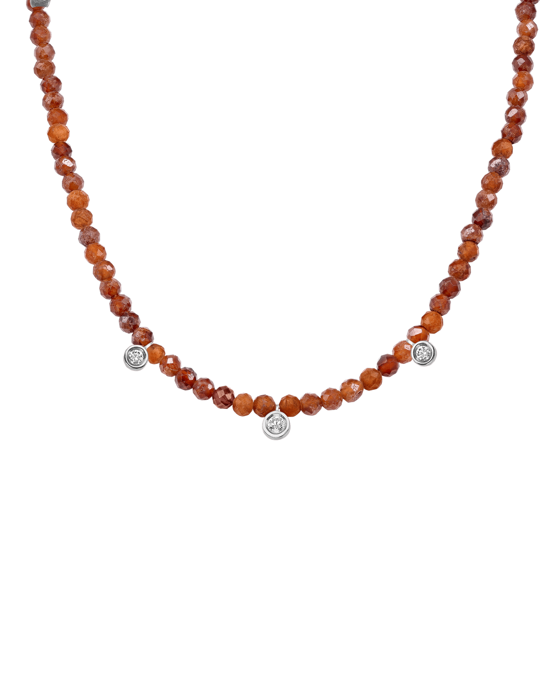 Purple Amethyst Gemstone & Three diamonds Necklace - 14K White Gold Necklaces magal-dev Natural Garnet 14" - Collar 