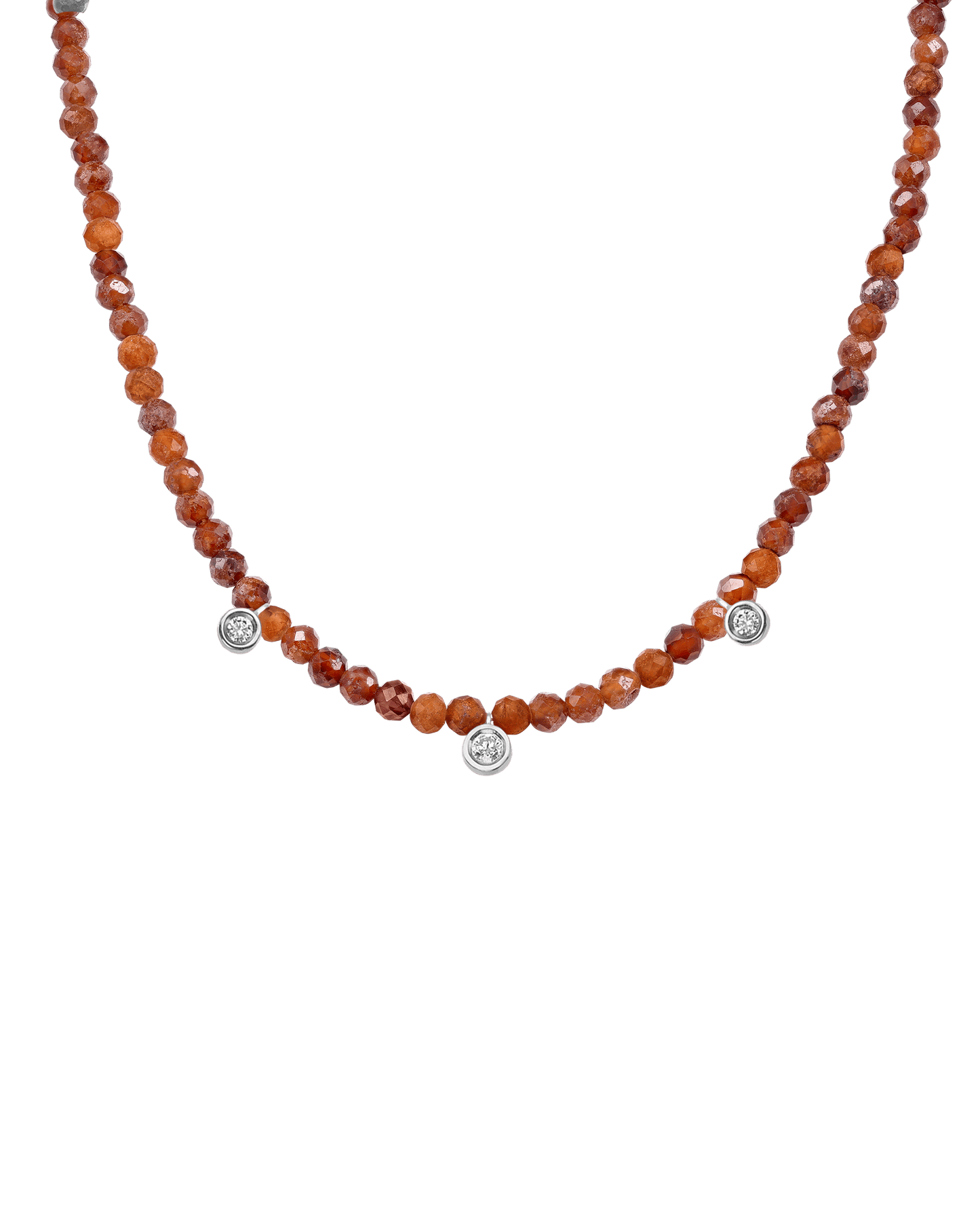 Emerald Gemstone & Three diamonds Necklace - 14K White Gold Necklaces magal-dev Natural Garnet 14" - Collar 