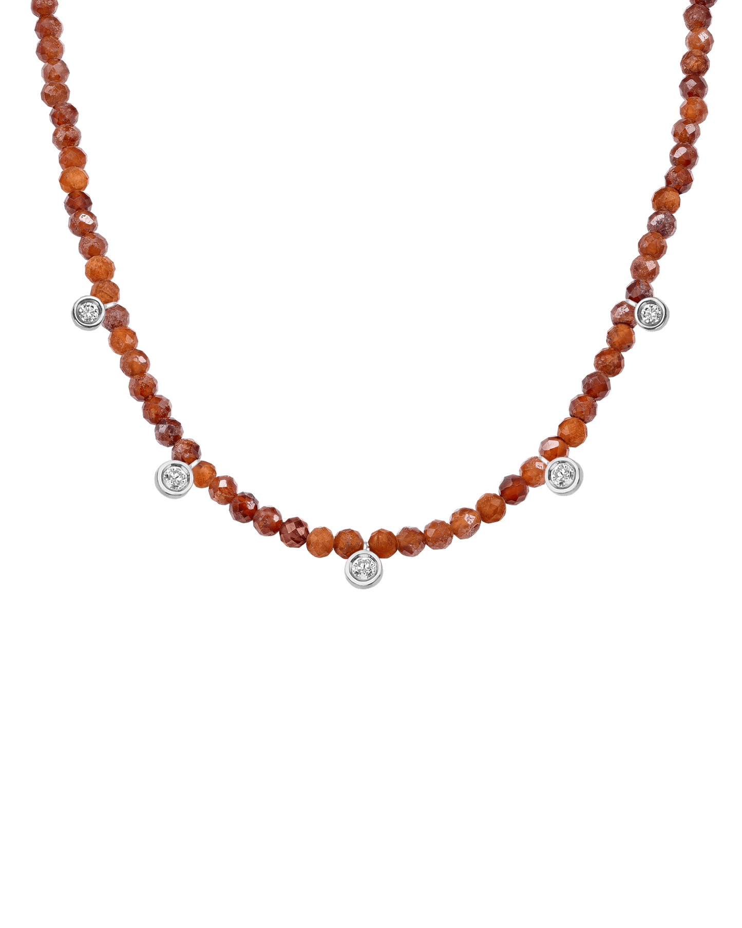 Purple Amethyst Gemstone & Five diamonds Necklace - 14K White Gold Necklaces magal-dev Natural Garnet 14" - Collar 