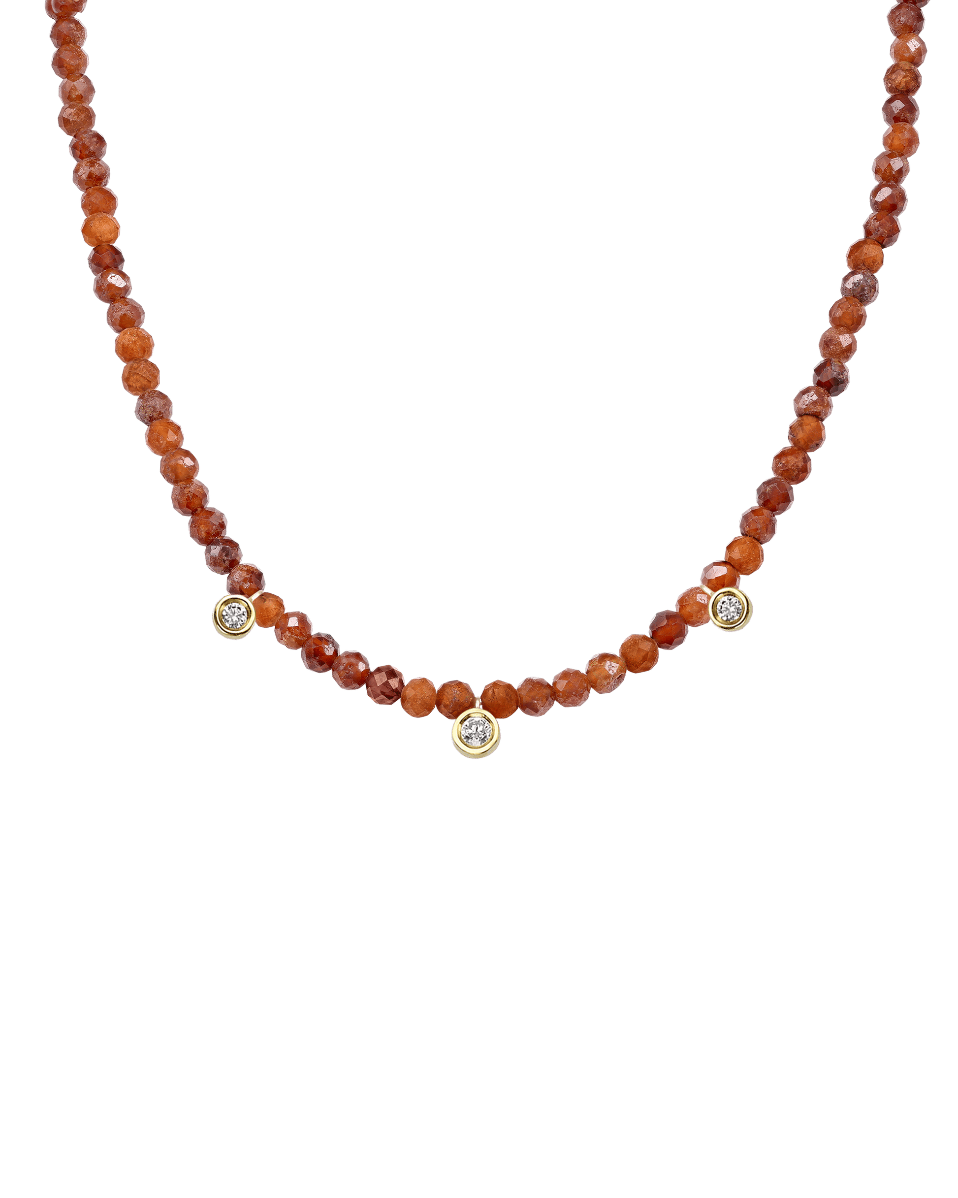 Jade Gemstone & Three diamonds Necklace - 14K Rose Gold Necklaces magal-dev 