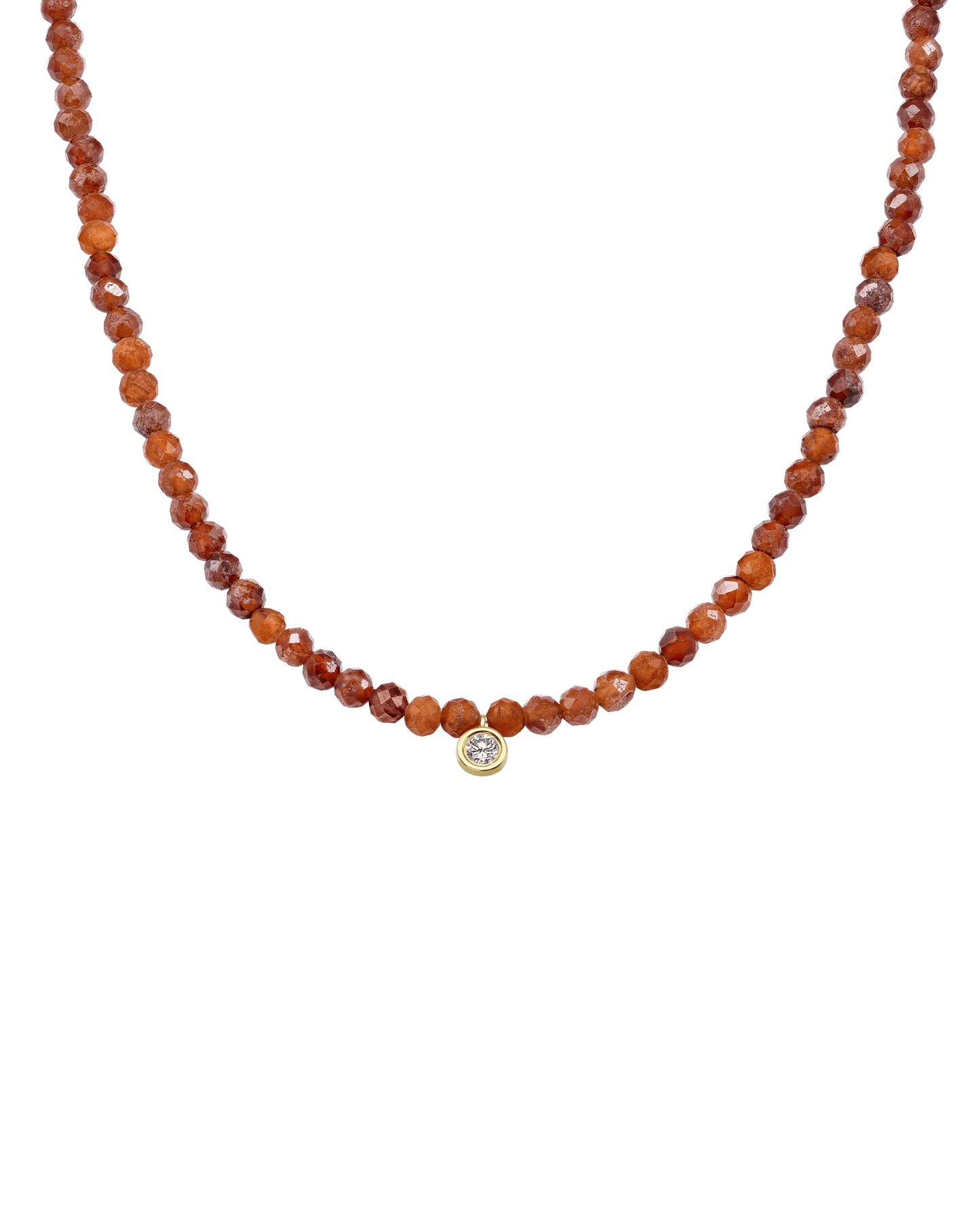 Gemstone & Diamond Necklace - 14K Yellow Gold Necklaces 14K Solid Gold Natural Garnet Large: 0.1ct 14"