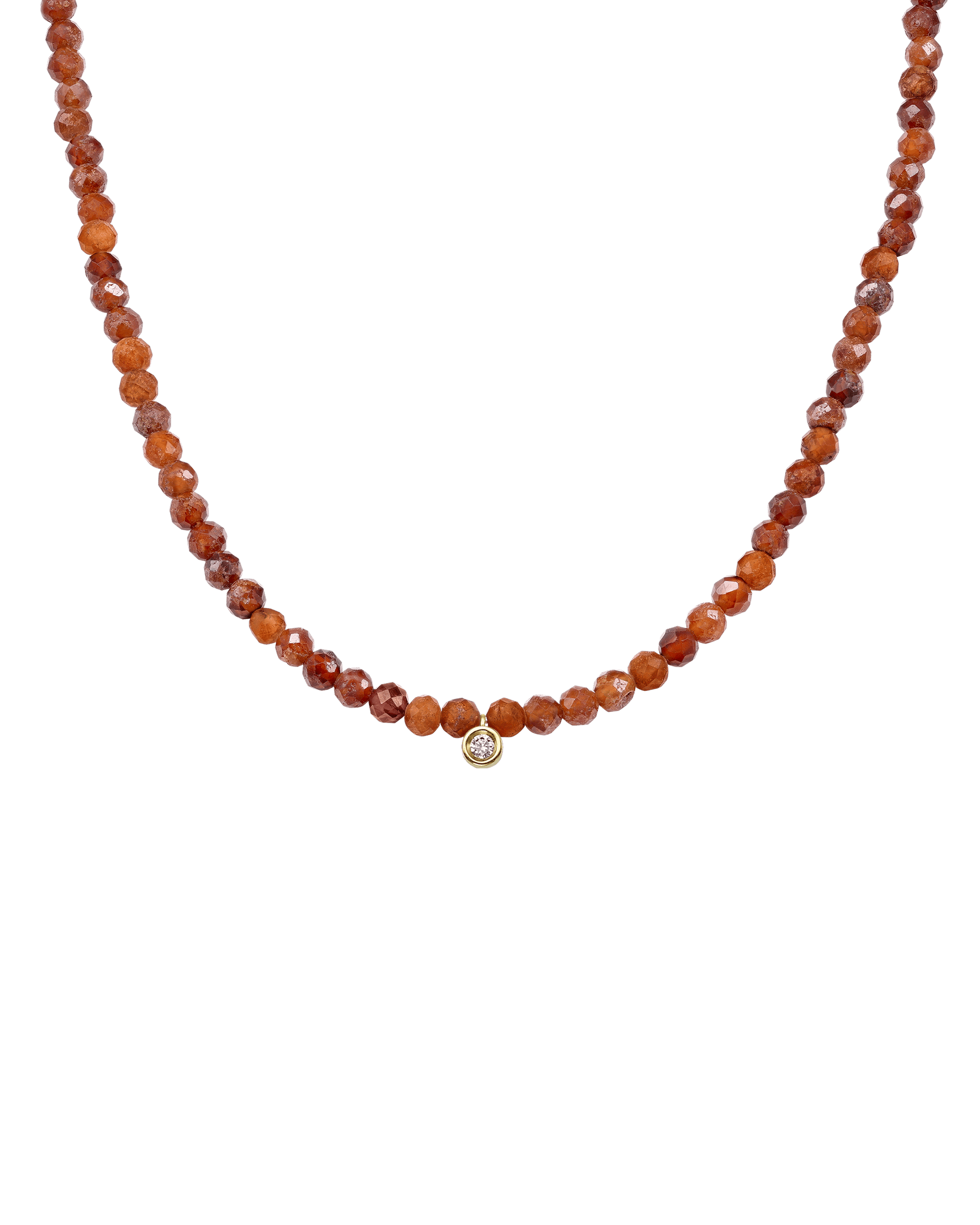 Gemstone & Diamond Necklace - 14K Yellow Gold Necklaces 14K Solid Gold Natural Garnet Small: 0.03ct 14"