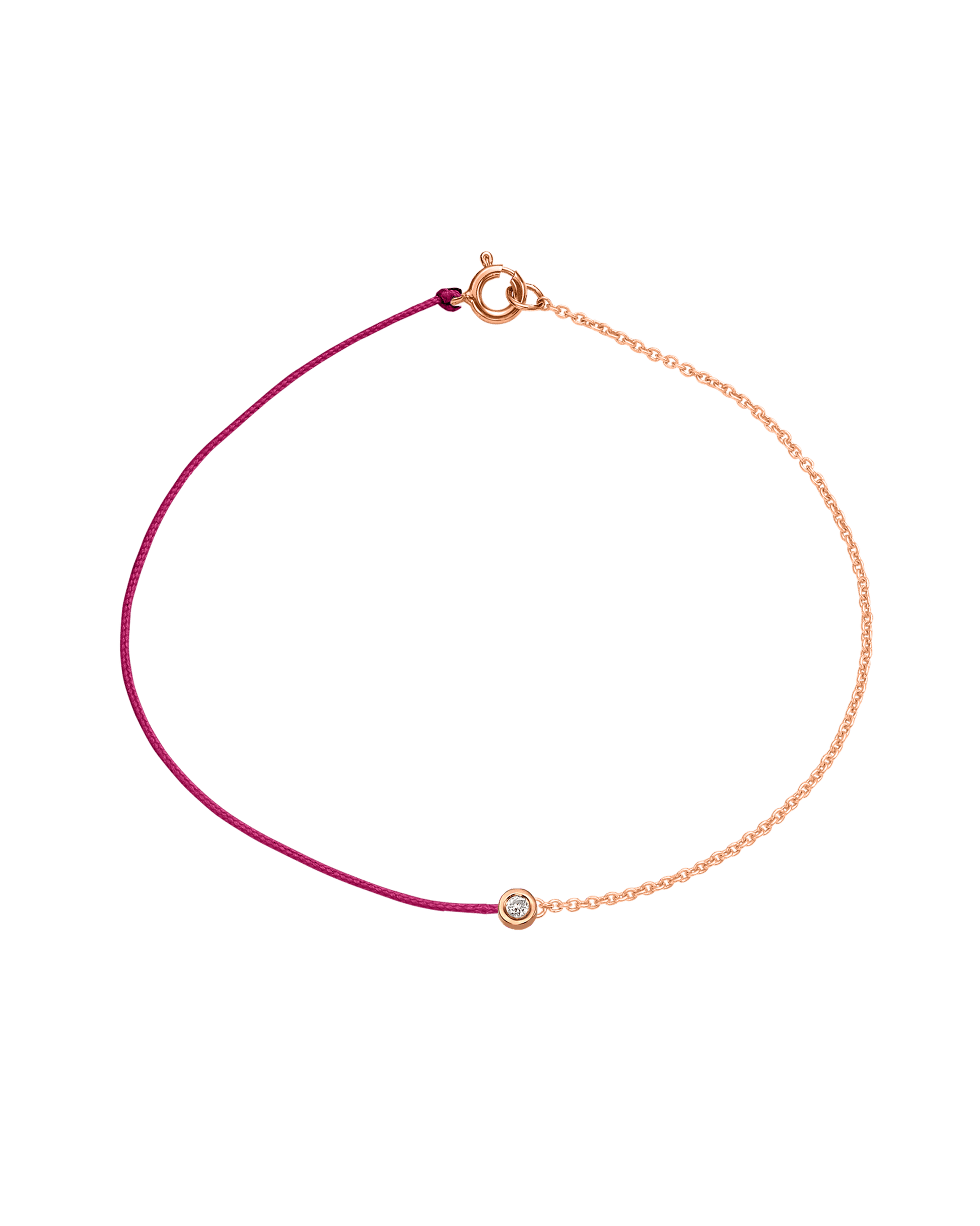 Pink : The Half Chain String of Love - 14K Rose Gold Bracelet 14K Solid Gold Fuchsia Small: 0.03ct Small 6 Inches