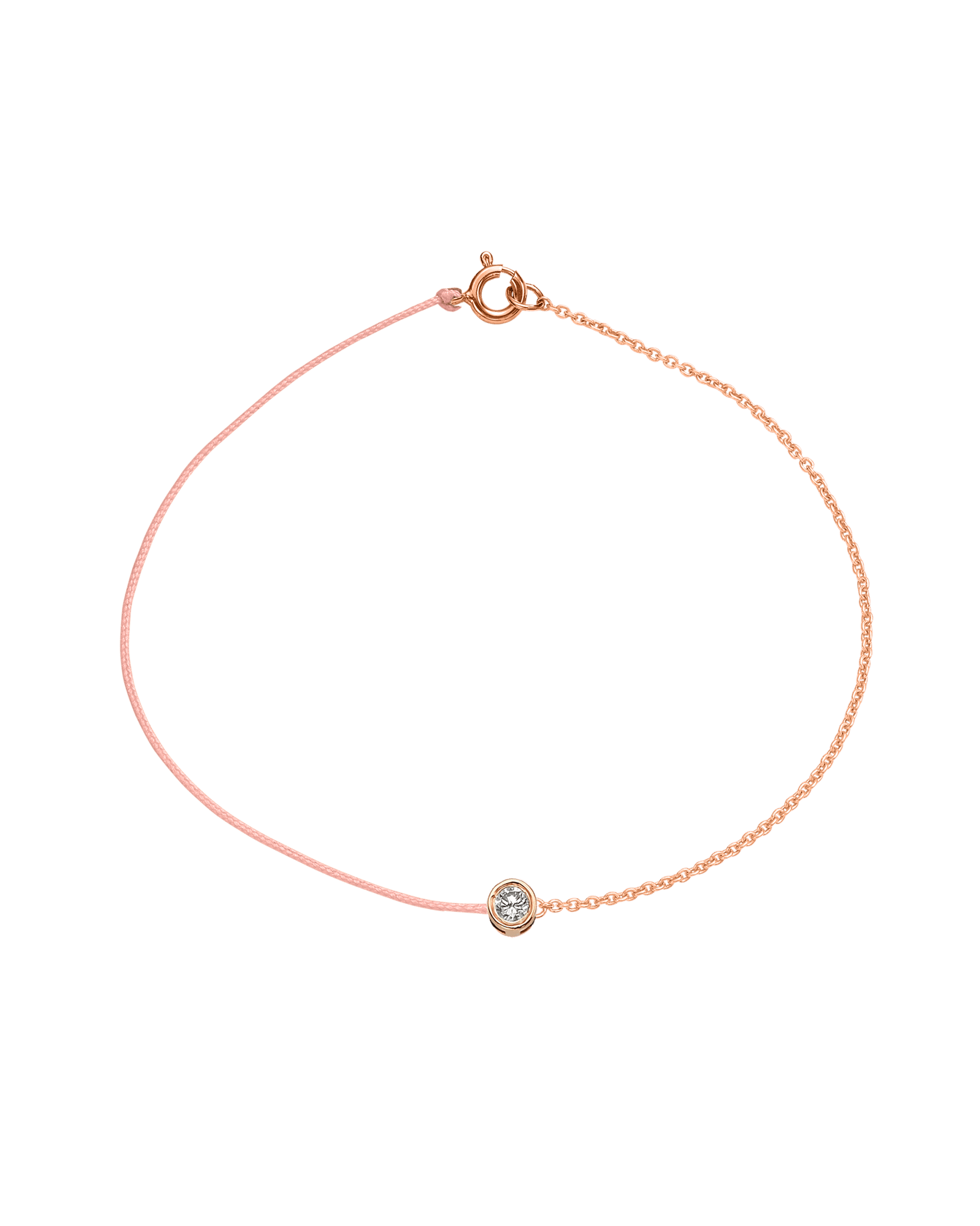 Pink : The Half Chain String of Love - 14K Rose Gold Bracelet 14K Solid Gold Flamingo Large: 0.1ct Small 6 Inches