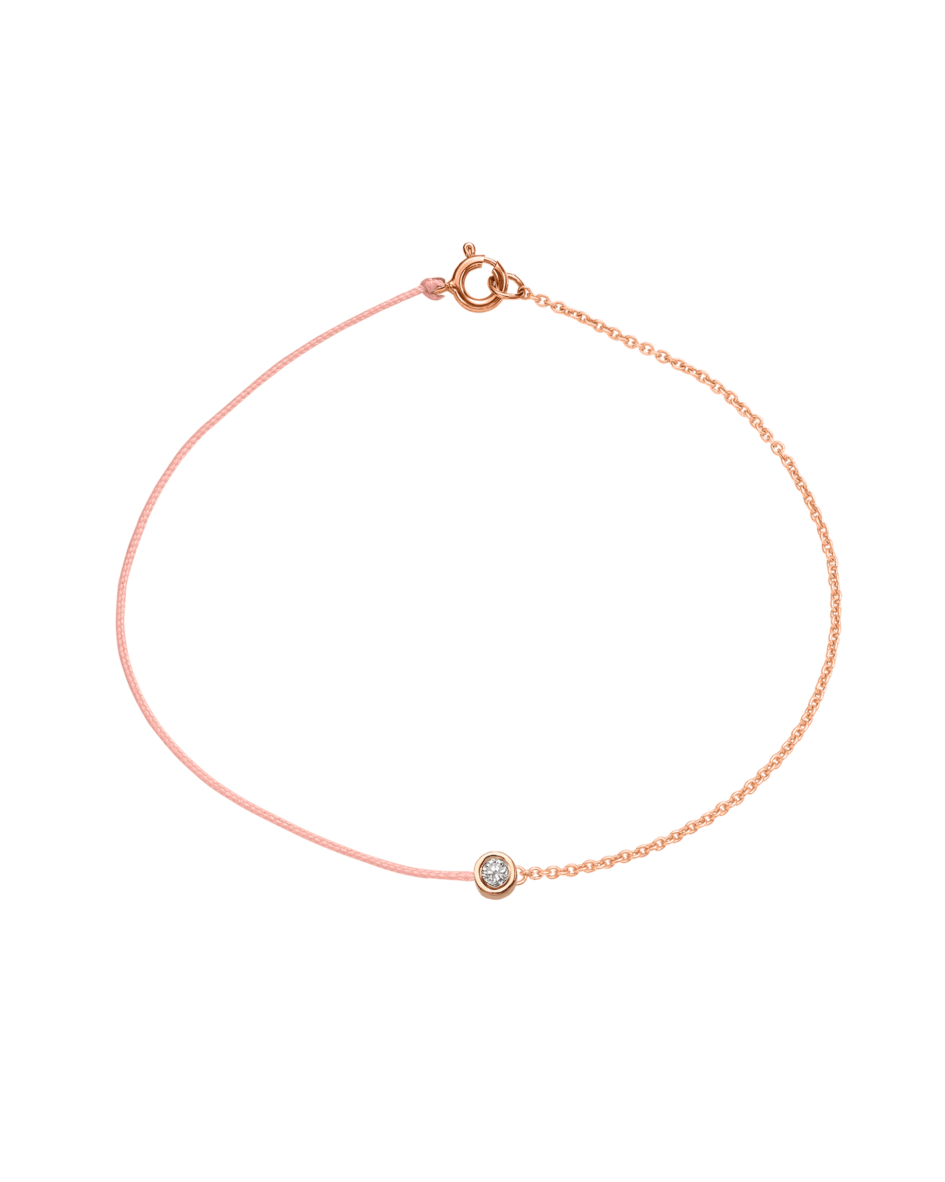 Pink : The Half Chain String of Love - 14K Rose Gold Bracelet 14K Solid Gold Flamingo Medium: 0.04ct Small 6 Inches