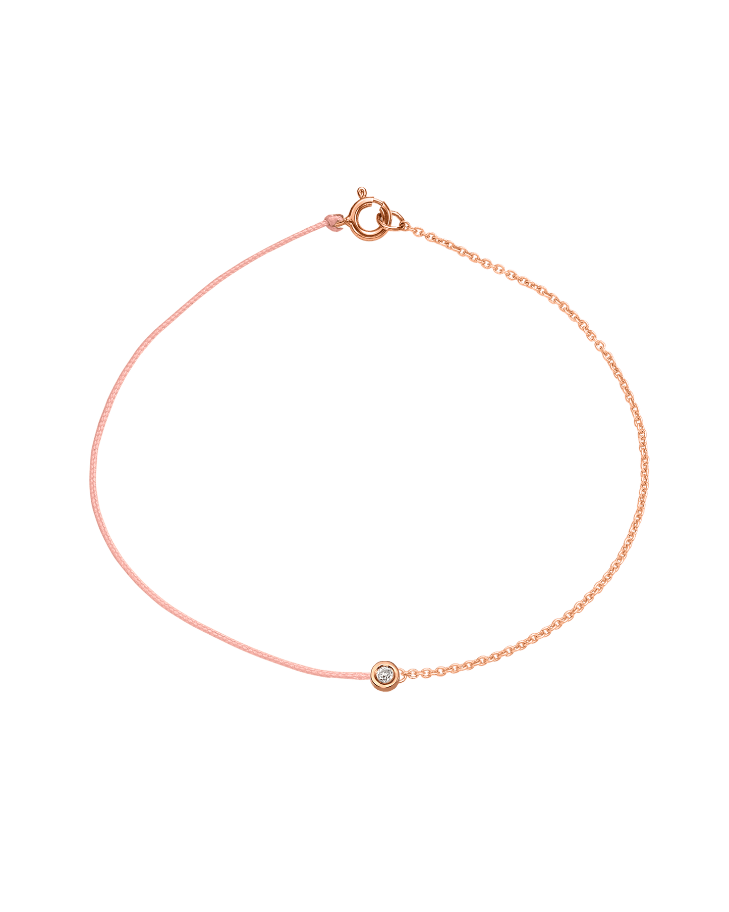 Pink : The Half Chain String of Love - 14K Rose Gold Bracelet 14K Solid Gold Flamingo Small: 0.03ct Small 6 Inches