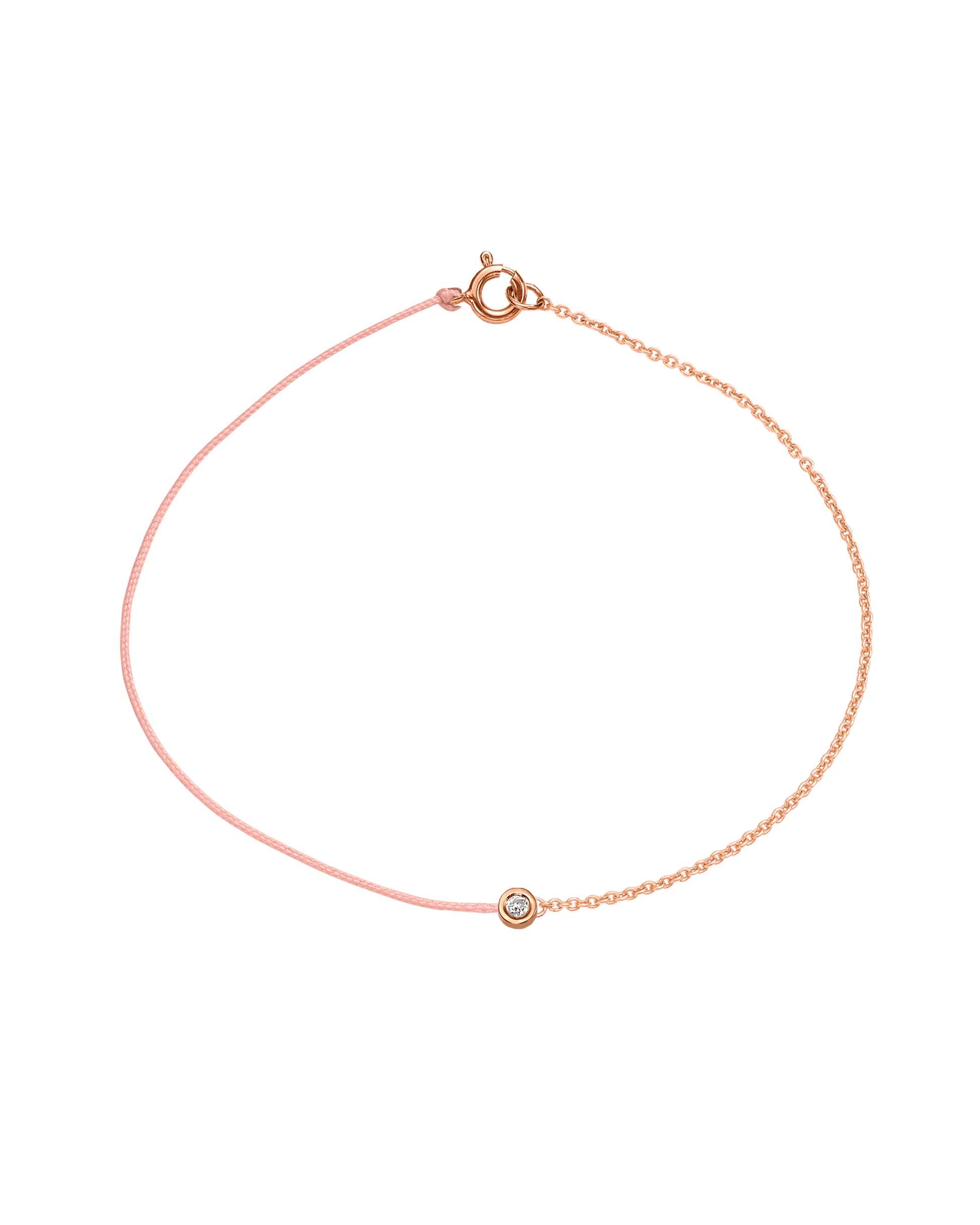 Pink : The Half Chain String of Love - 14K Rose Gold Bracelet 14K Solid Gold Flamingo Small: 0.03ct Small 6 Inches