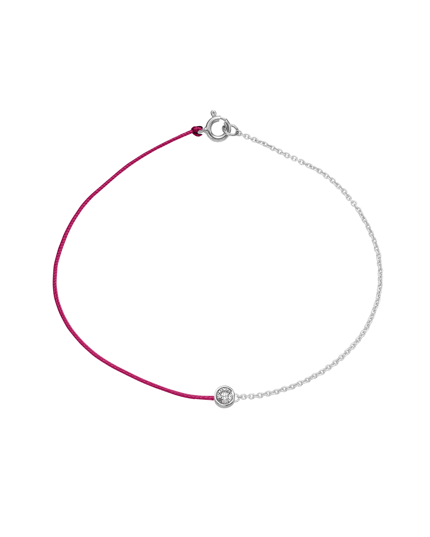 Pink : The Half Chain String of Love - 14K White Gold Bracelet 14K Solid Gold Fuchsia Large: 0.1ct Small 6 Inches