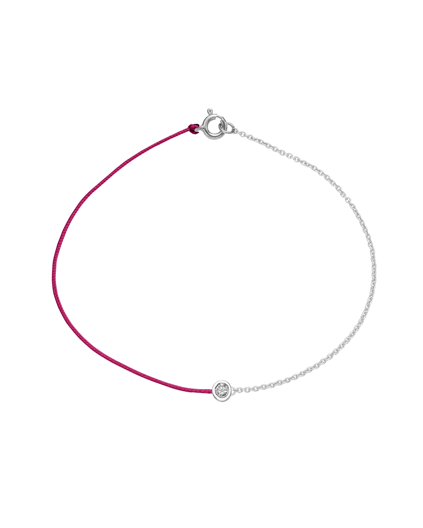 Pink : The Half Chain String of Love - 14K White Gold Bracelet 14K Solid Gold Fuchsia Medium: 0.04ct Small 6 Inches