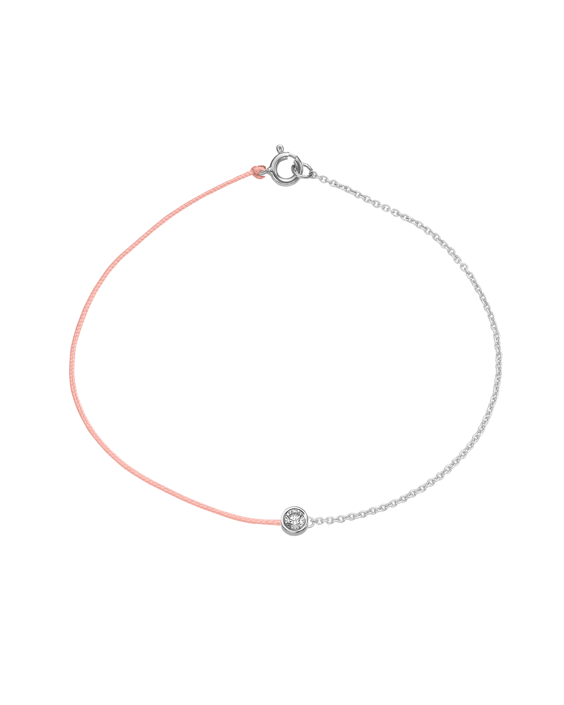 Pink : The Half Chain String of Love - 14K White Gold Bracelet 14K Solid Gold Flamingo Large: 0.1ct Small 6 Inches