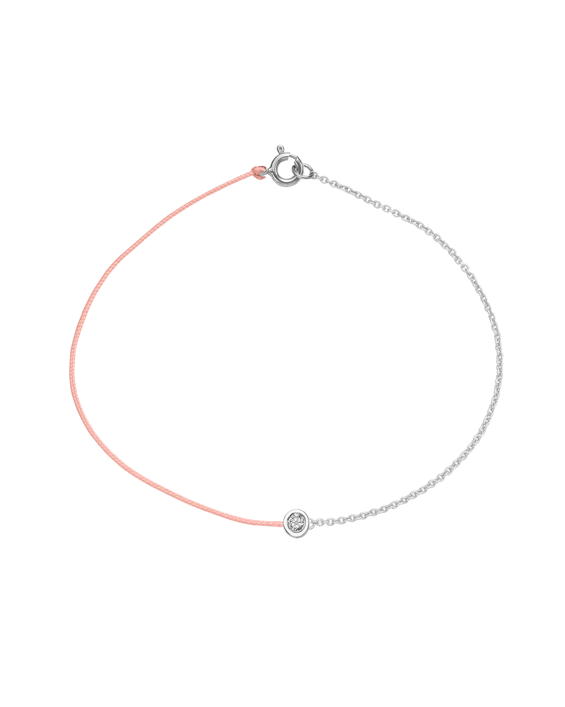 Pink : The Half Chain String of Love - 14K White Gold Bracelet 14K Solid Gold Flamingo Medium: 0.04ct Small 6 Inches