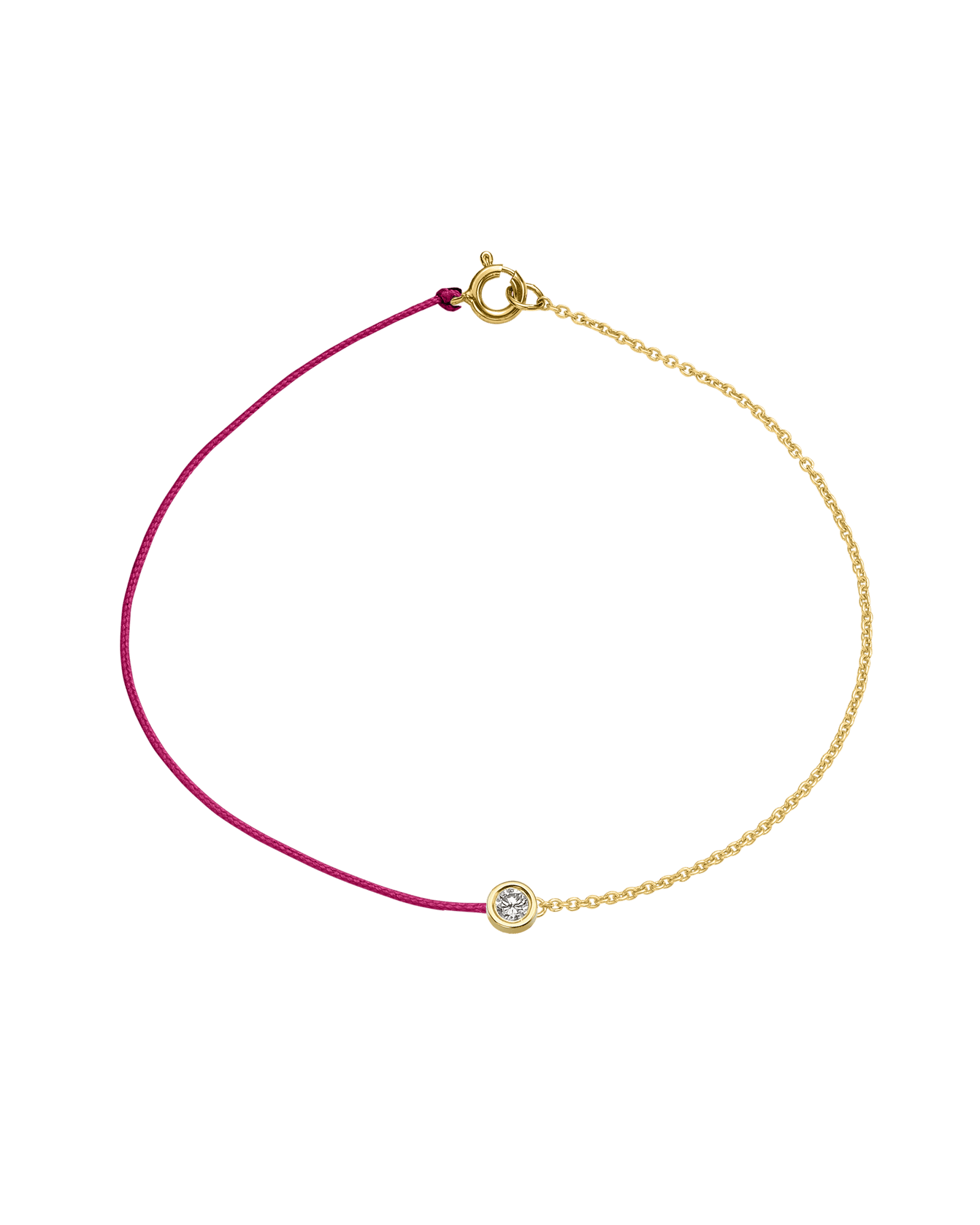 Pink : The Half Chain String of Love - 14K Yellow Gold Bracelet 14K Solid Gold Fuchsia Large: 0.1ct Small 6 Inches