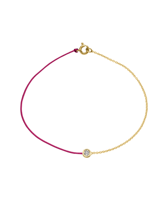 Pink : The Half Chain String of Love - 14K Yellow Gold Bracelet 14K Solid Gold Fuchsia Large: 0.1ct Small 6 Inches