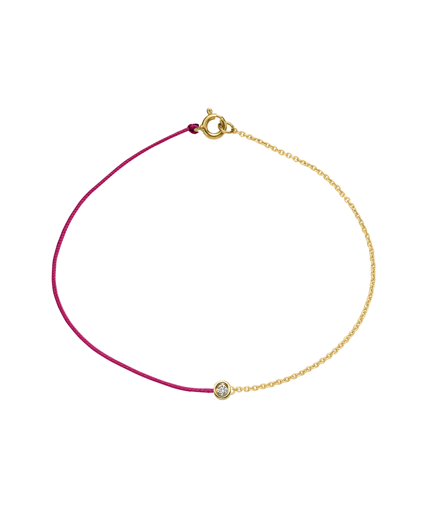 Pink : The Half Chain String of Love - 14K Yellow Gold Bracelet 14K Solid Gold Fuchsia Small: 0.03ct Small 6 Inches