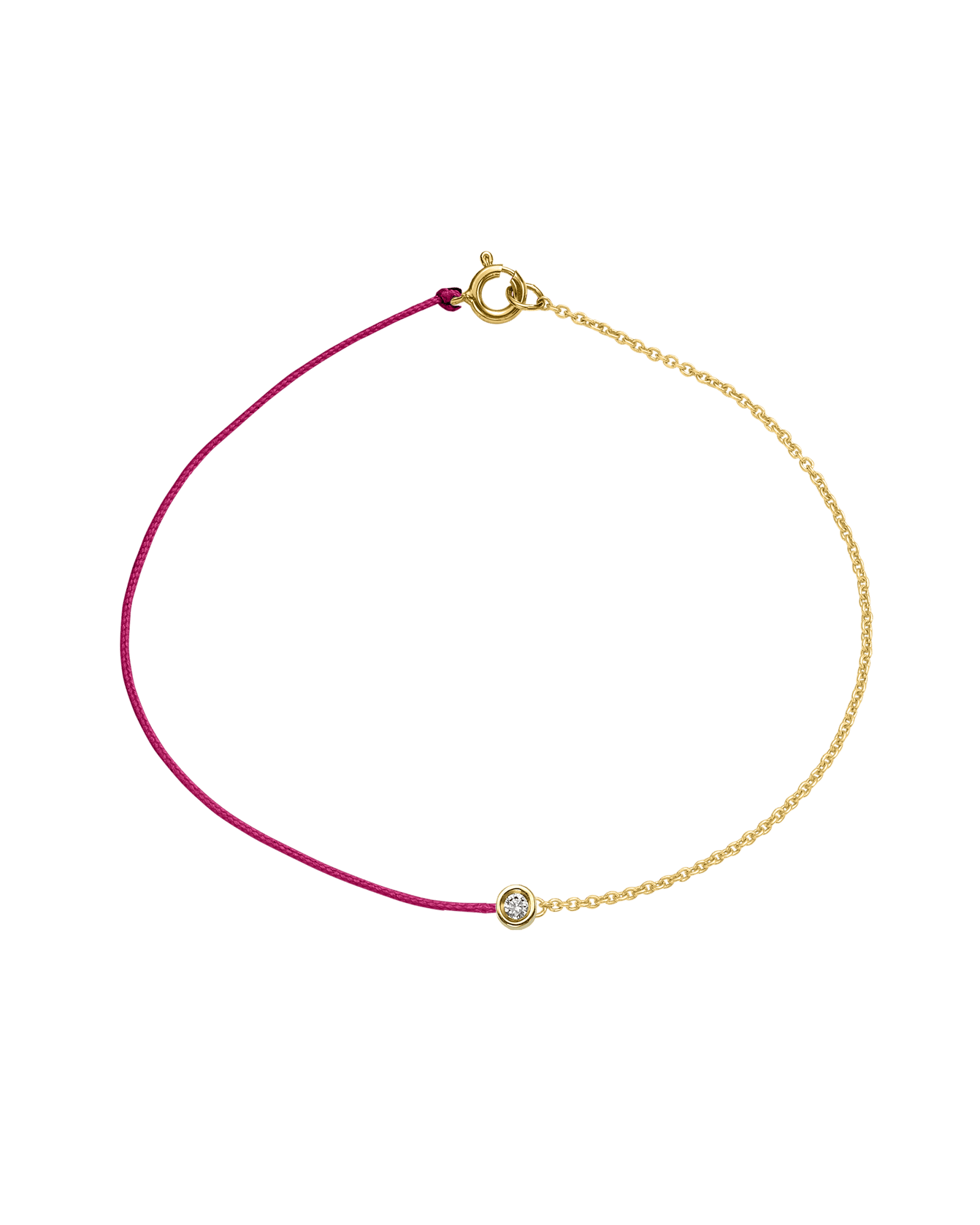 Pink : The Half Chain String of Love - 14K Yellow Gold Bracelet 14K Solid Gold Fuchsia Small: 0.03ct Small 6 Inches
