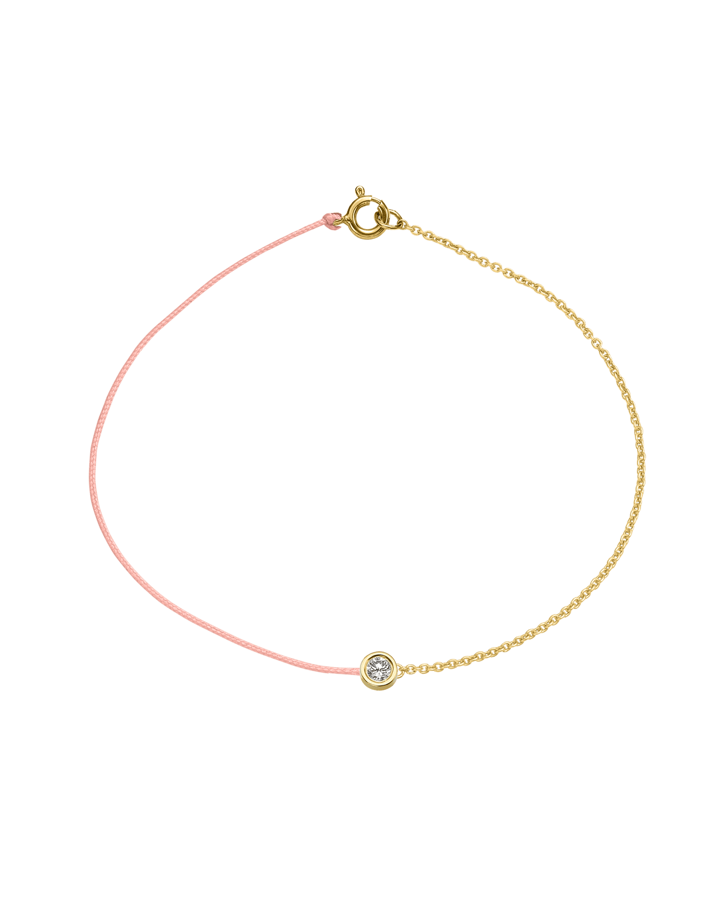 Pink : The Half Chain String of Love - 14K Yellow Gold Bracelet 14K Solid Gold Flamingo Large: 0.1ct Small 6 Inches