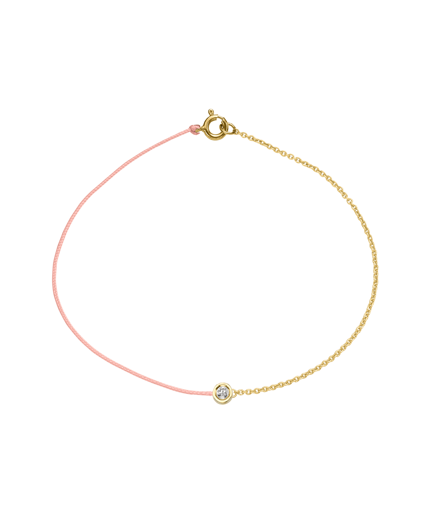 Pink : The Half Chain String of Love - 14K Yellow Gold Bracelet 14K Solid Gold Flamingo Medium: 0.04ct Small 6 Inches