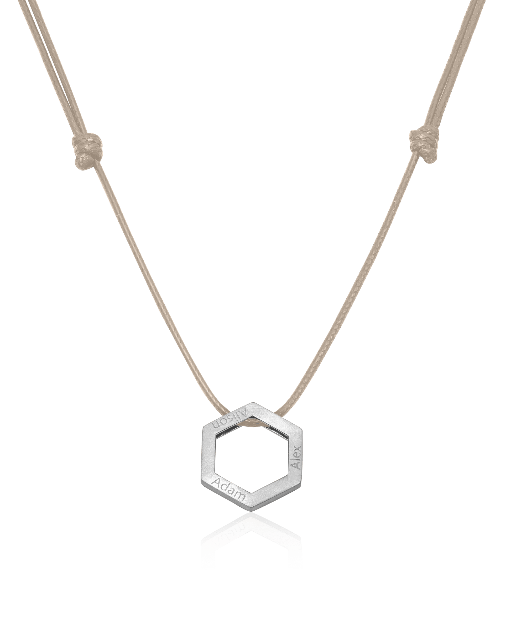 Honeycomb Necklace - 925 Sterling Silver Necklaces magal-dev Beige 1 Name Adjustable Cord Chain 20"-24"