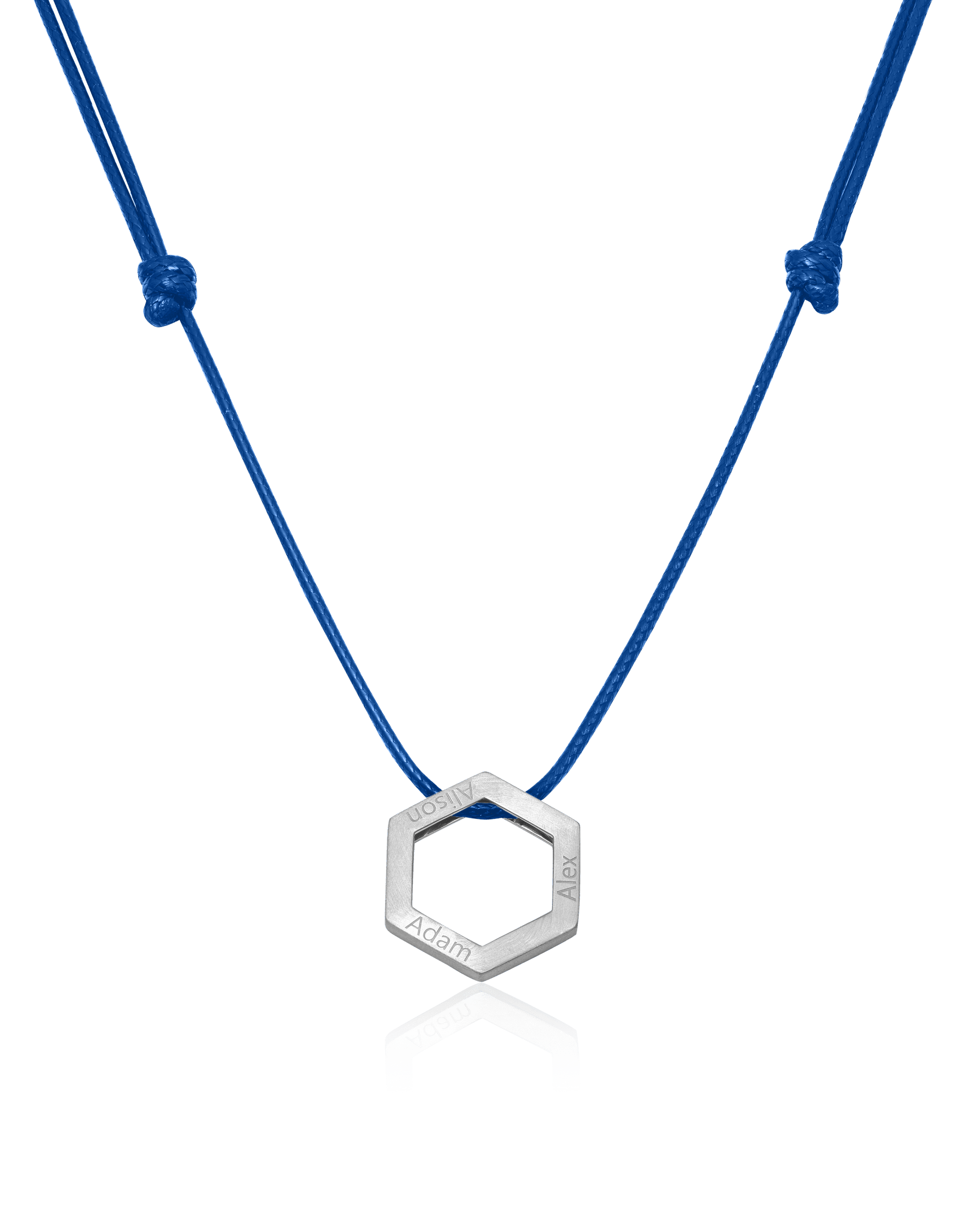 Honeycomb Necklace - 925 Sterling Silver Necklaces magal-dev Blue 1 Name Adjustable Cord Chain 20"-24"