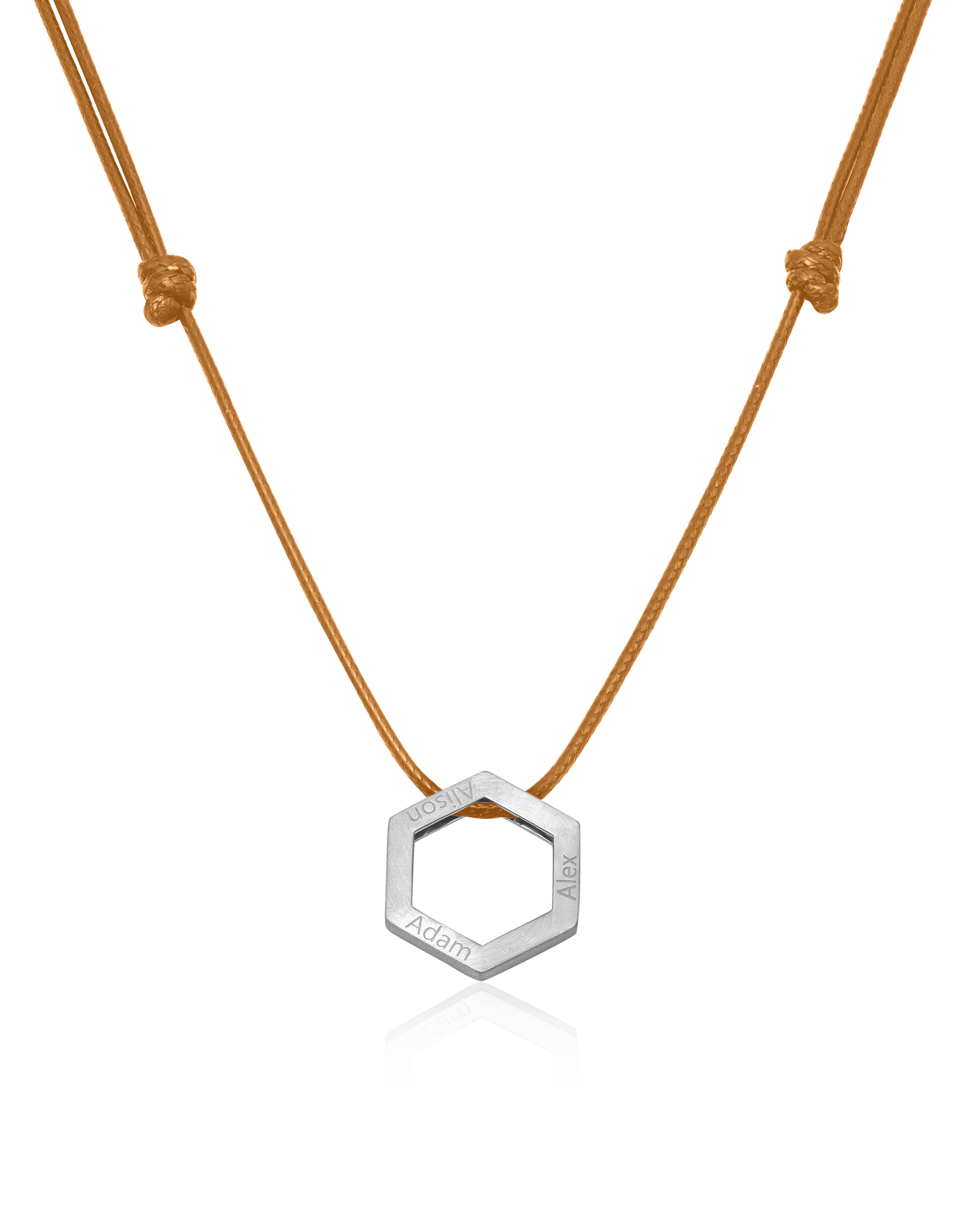 Honeycomb Necklace - 925 Sterling Silver Necklaces magal-dev Brown 1 Name Adjustable Cord Chain 20"-24"