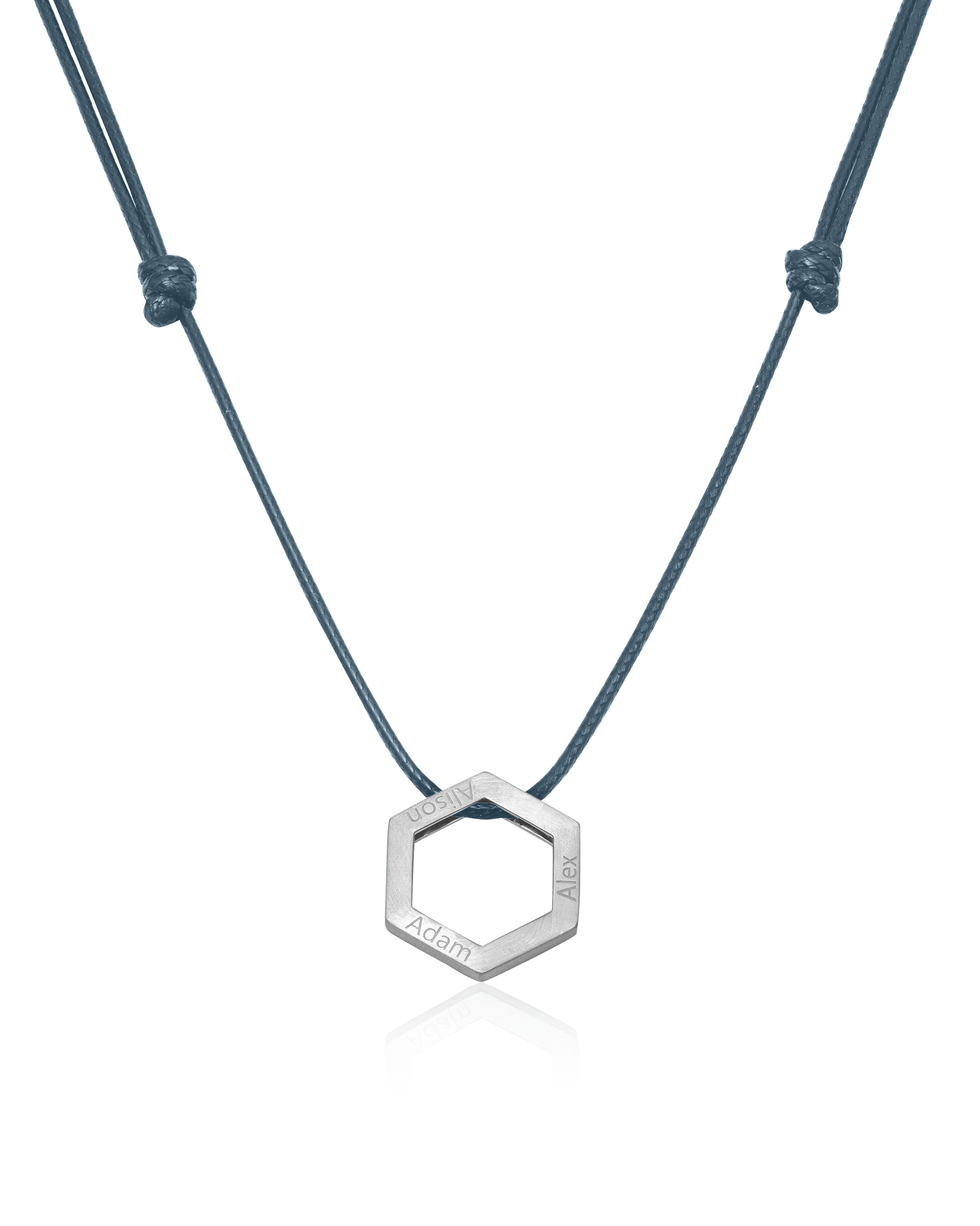 Honeycomb Necklace - 925 Sterling Silver Necklaces magal-dev Indigo 1 Name Adjustable Cord Chain 20"-24"