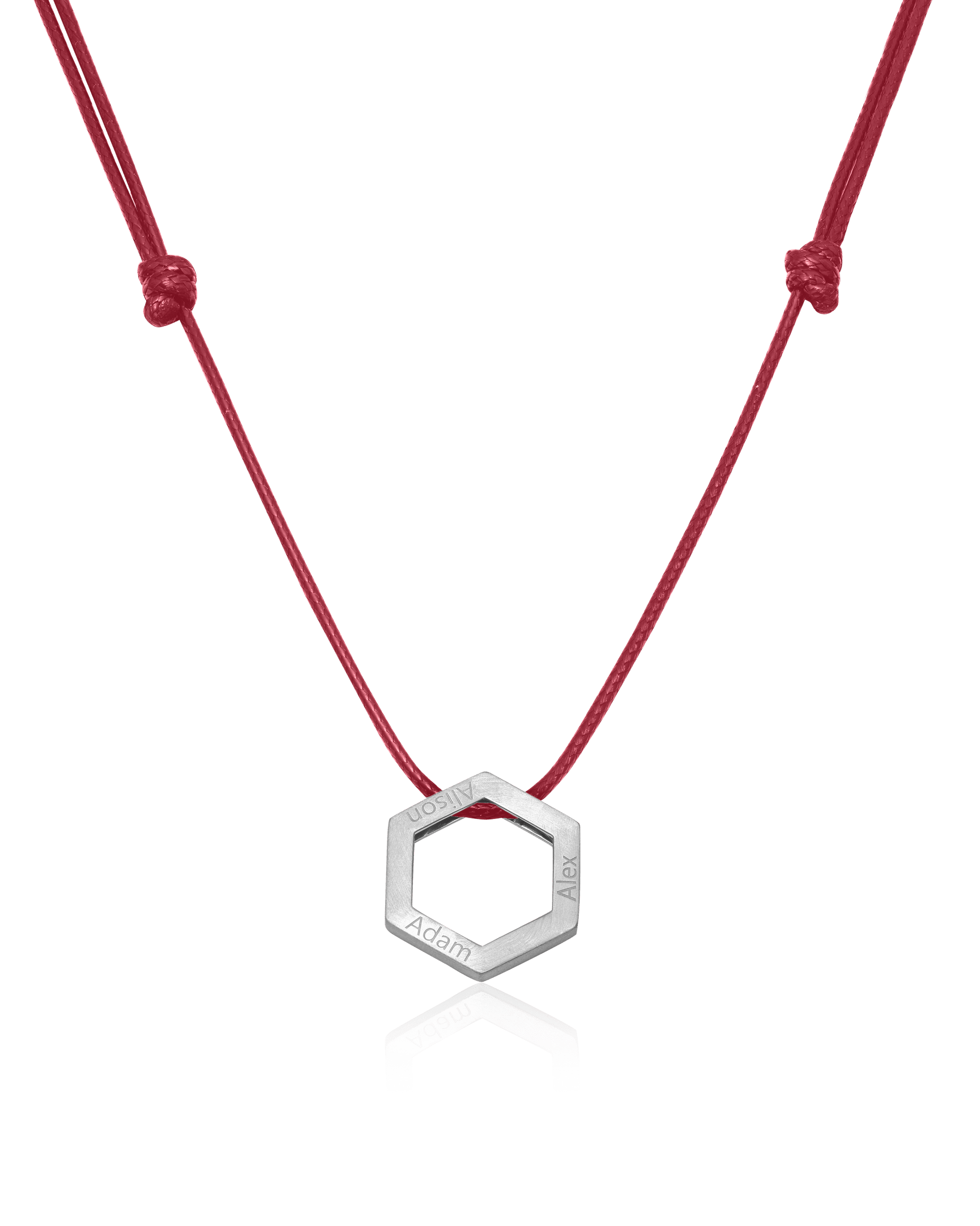 Honeycomb Necklace - 925 Sterling Silver Necklaces magal-dev Red 1 Name Adjustable Cord Chain 20"-24"