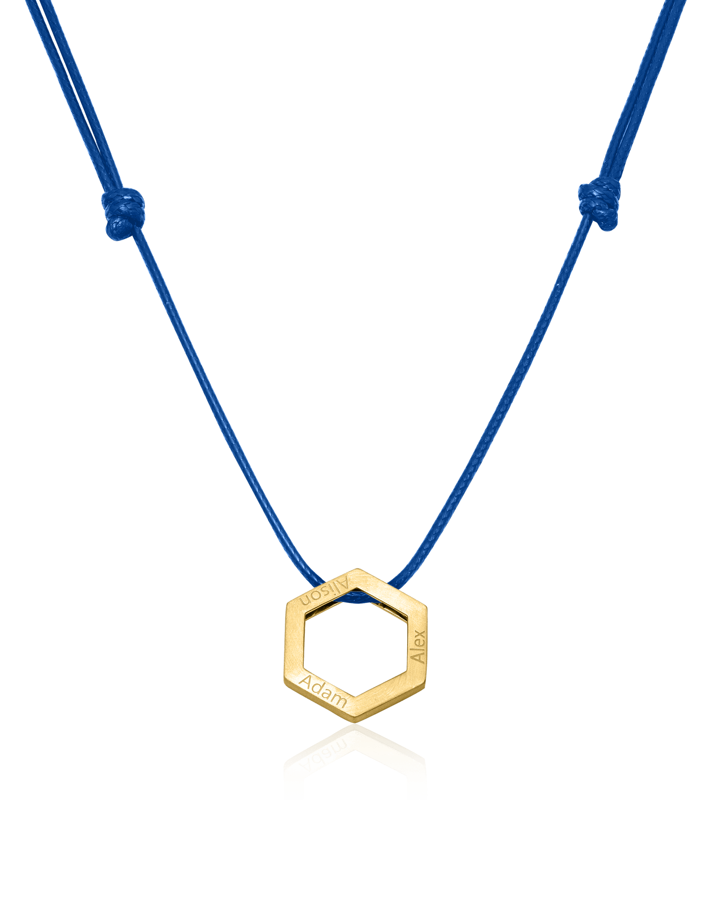 Honeycomb Necklace - 18K Gold Vermeil Necklaces magal-dev Blue 1 Name Adjustable Cord Chain 20"-24"