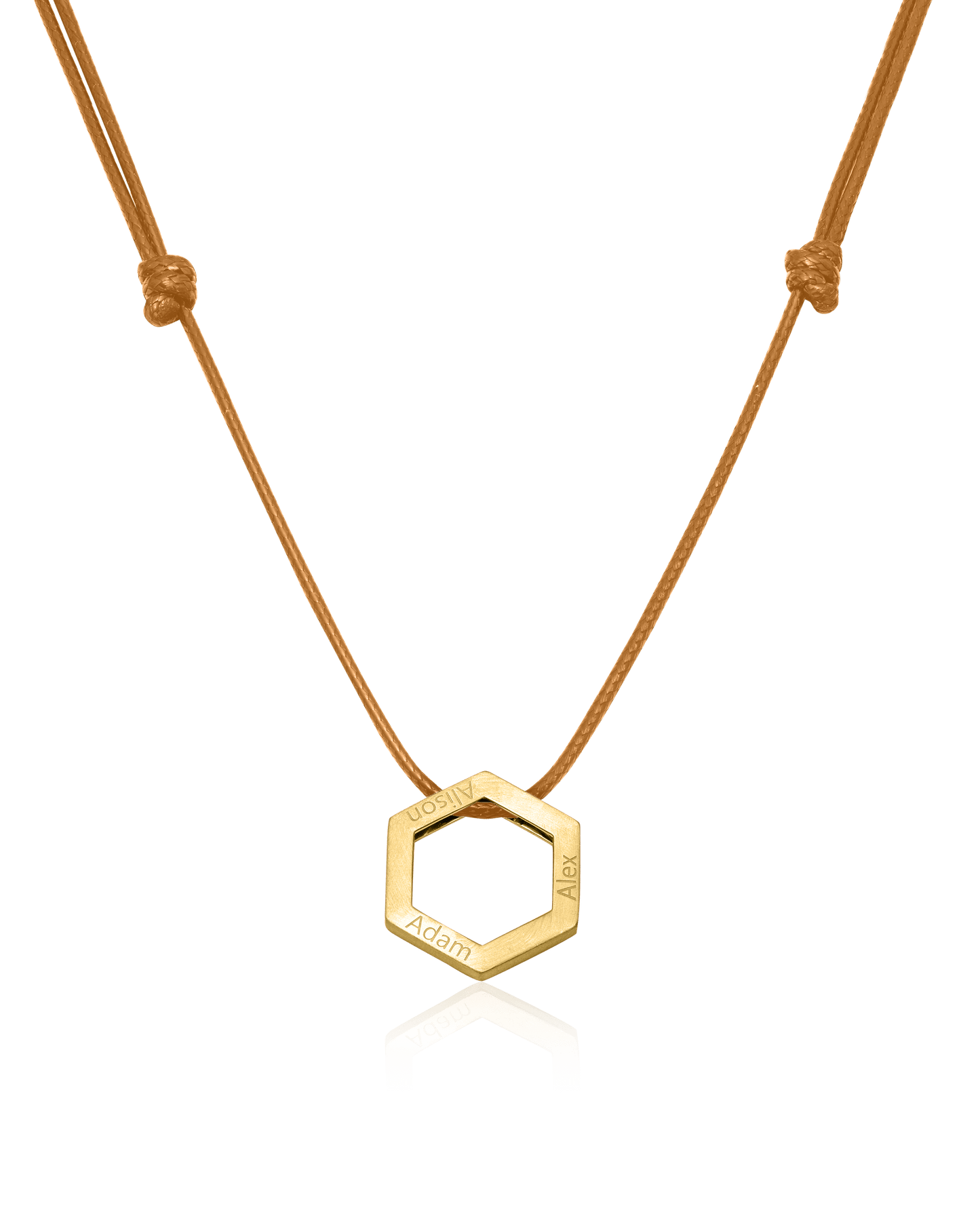 Honeycomb Necklace - 18K Gold Vermeil Necklaces magal-dev Brown 1 Name Adjustable Cord Chain 20"-24"