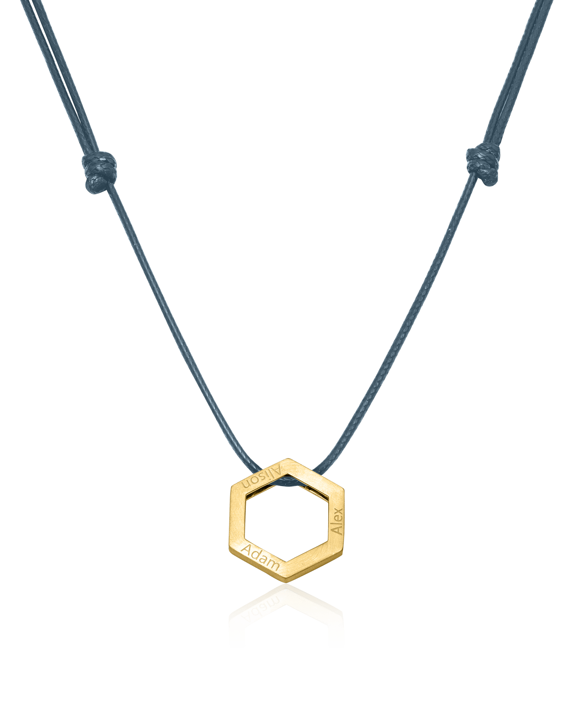 Honeycomb Necklace - 18K Gold Vermeil Necklaces magal-dev Indigo 1 Name Adjustable Cord Chain 20"-24"