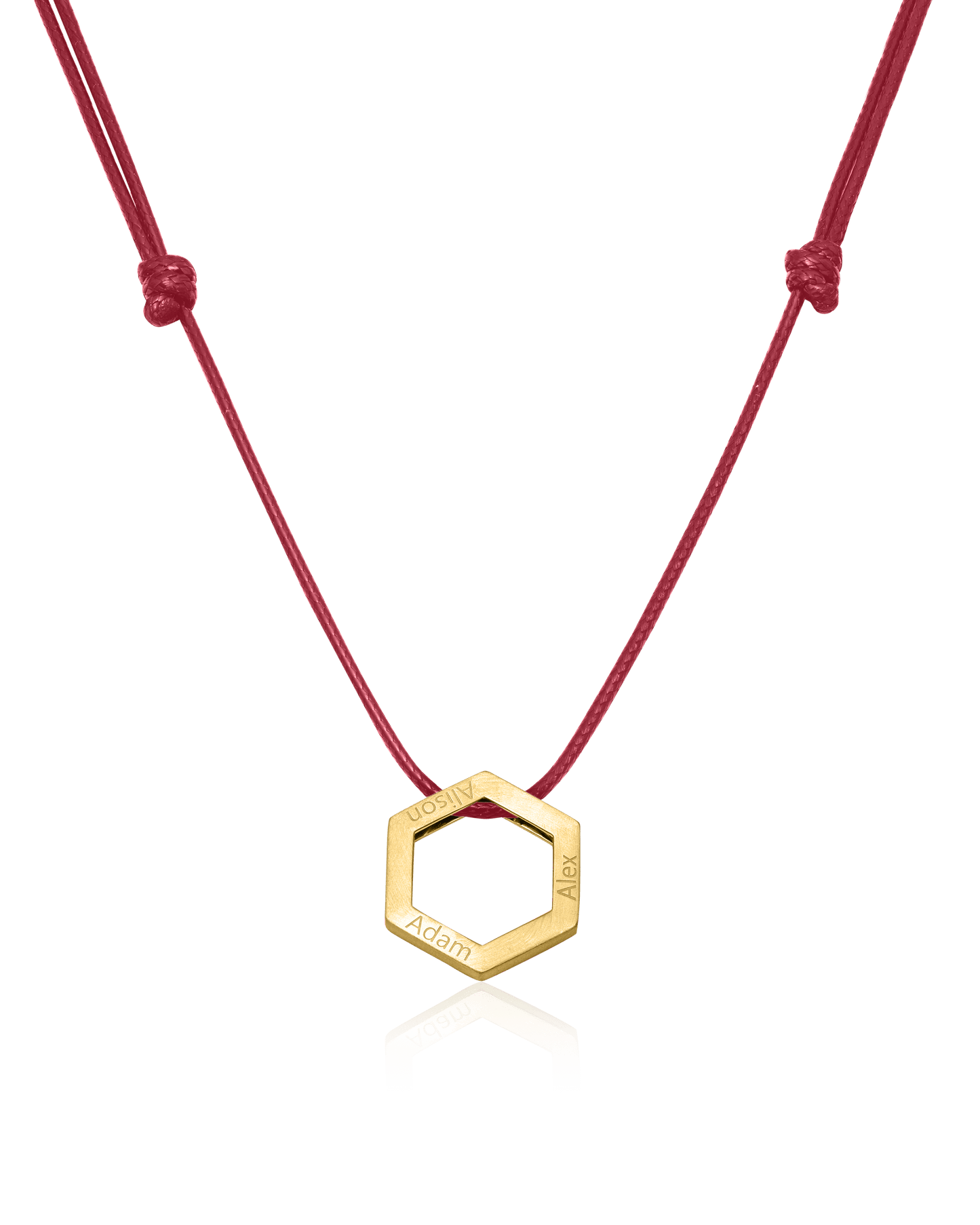 Honeycomb Necklace - 18K Gold Vermeil Necklaces magal-dev Red 1 Name Adjustable Cord Chain 20"-24"