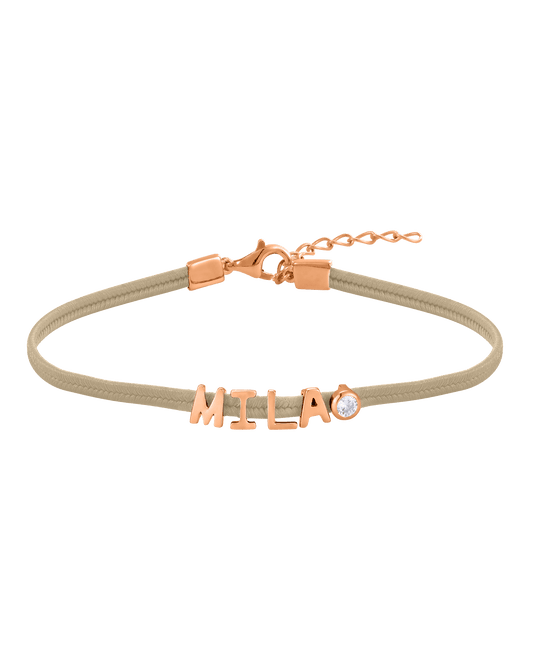 Initial Cord of Love - 18K Rose Vermeil Bracelets magal-dev With Diamond Beige 1