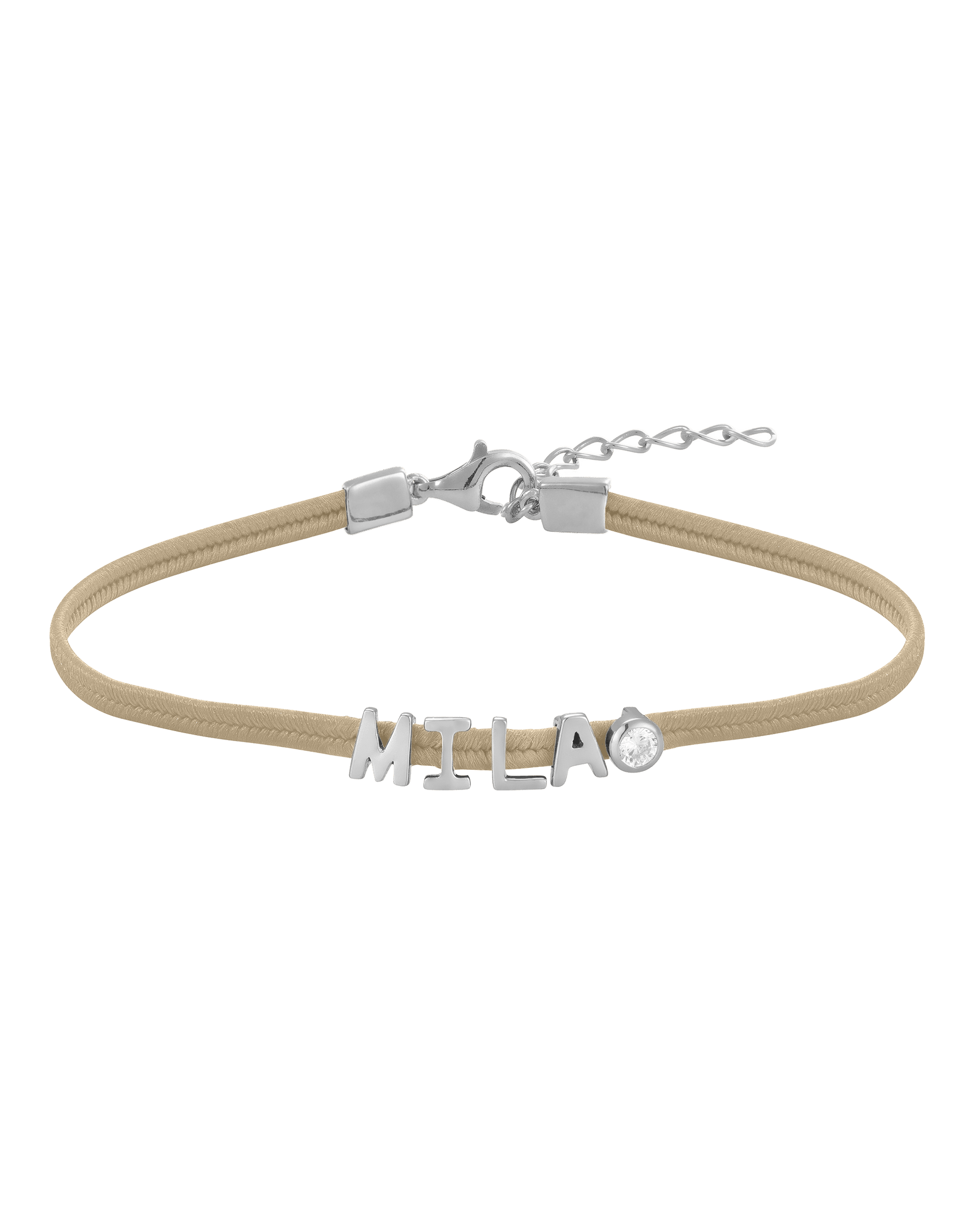 Initial Cord of Love - 925 Sterling Silver Bracelets magal-dev With Diamond Beige 1