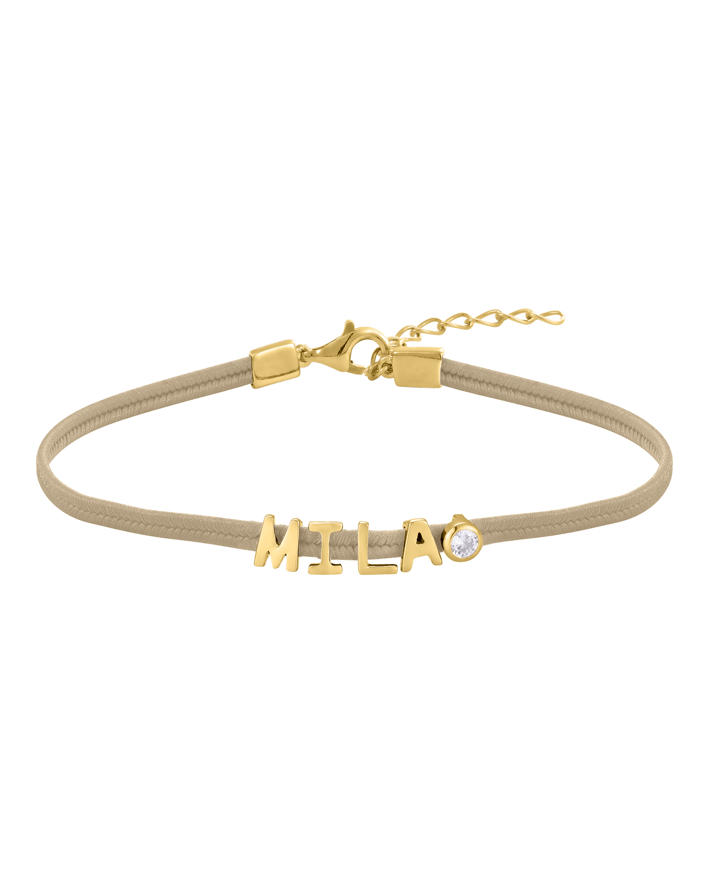 Initial Cord of Love - 18K Gold Vermeil Bracelets magal-dev With Diamond Beige 1