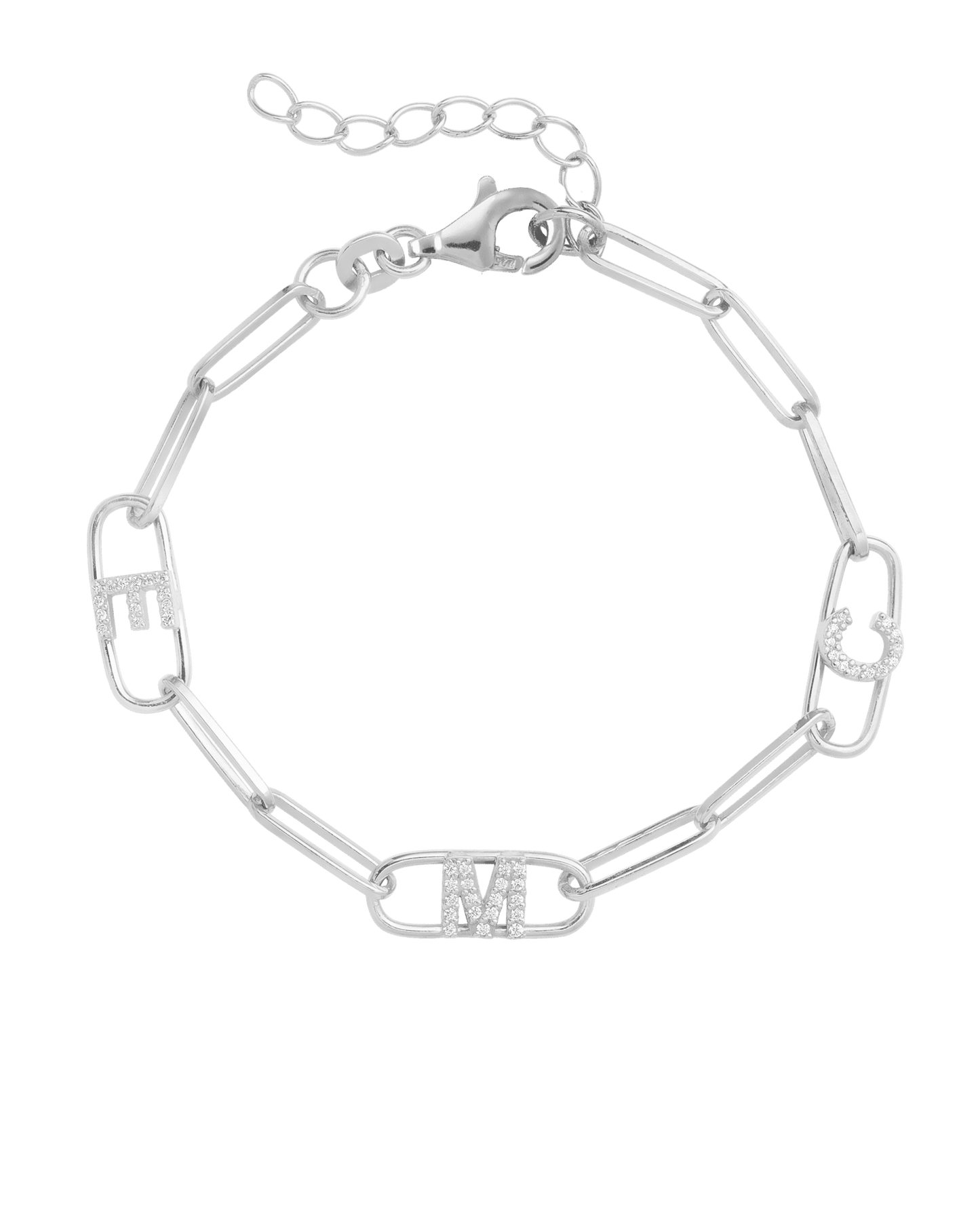 Bracelet Liens Initiale(s) - Argent 925 Bracelets magal-dev 1 Initiale 6" + 1" Extension de chaîne 