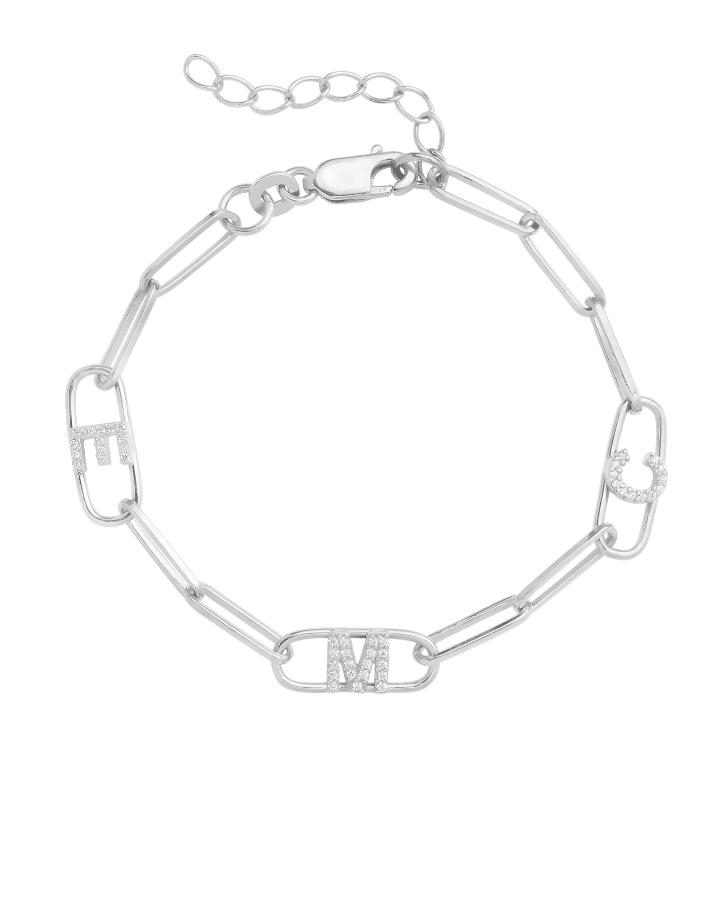 Sets of Initials Link & Gemstone and Diamond Bracelets - 925 Sterling Silver Bracelets magal-dev 