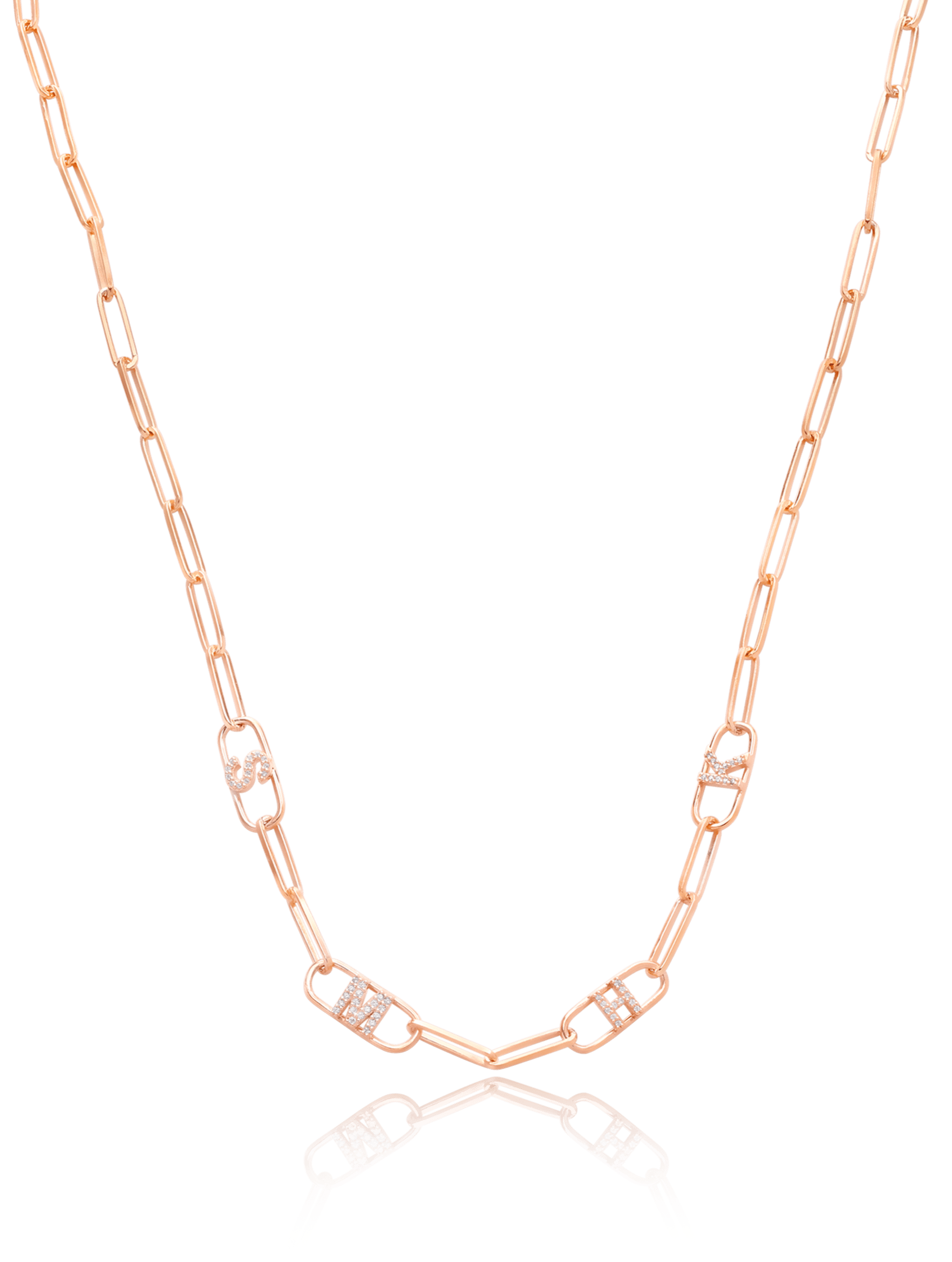 Initials Link Necklace - 18K Rose Vermeil Necklaces magal-dev 1 Initial 16” 