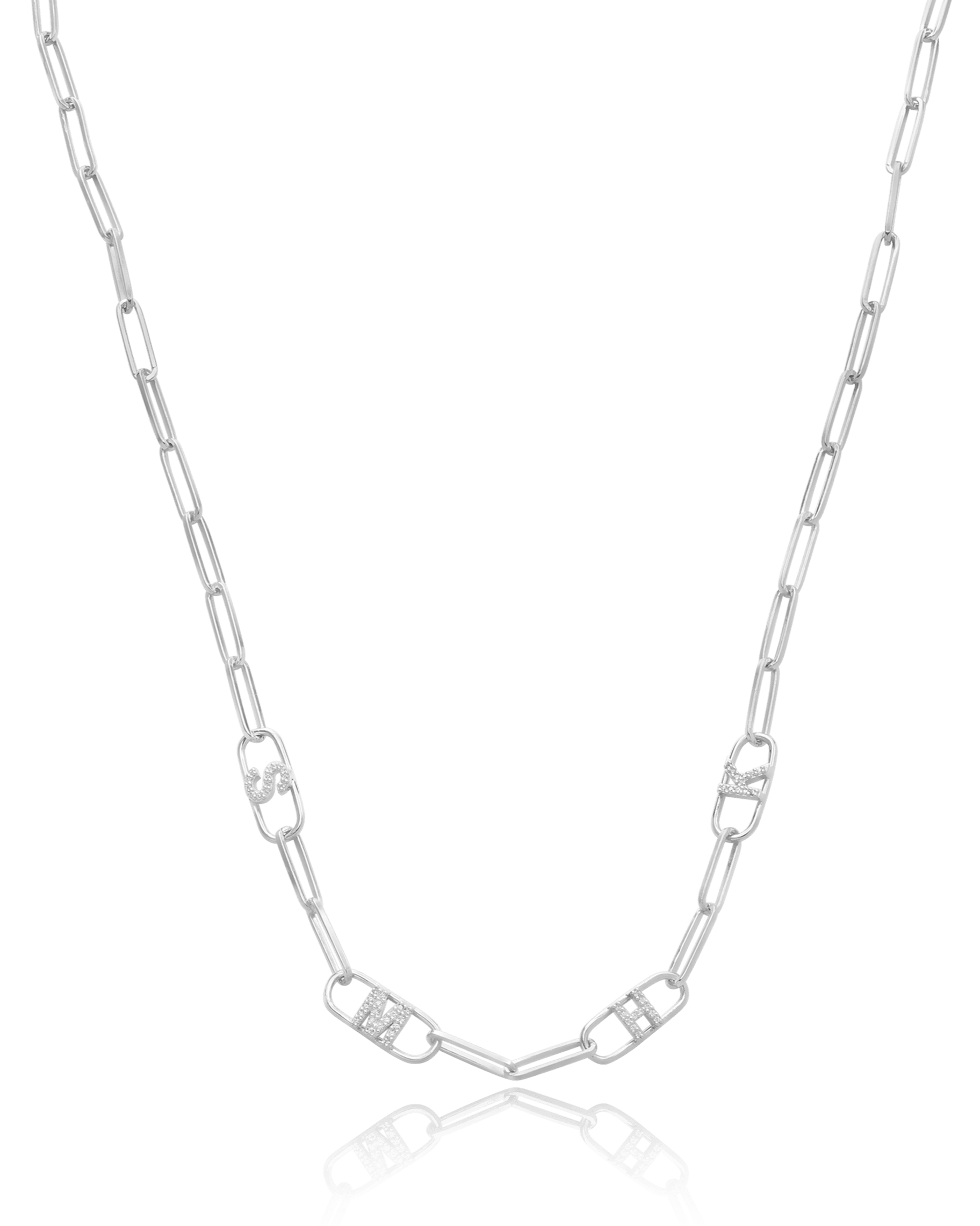Initials Link Necklace - 925 Sterling Silver Necklaces magal-dev 1 Initial 16” 