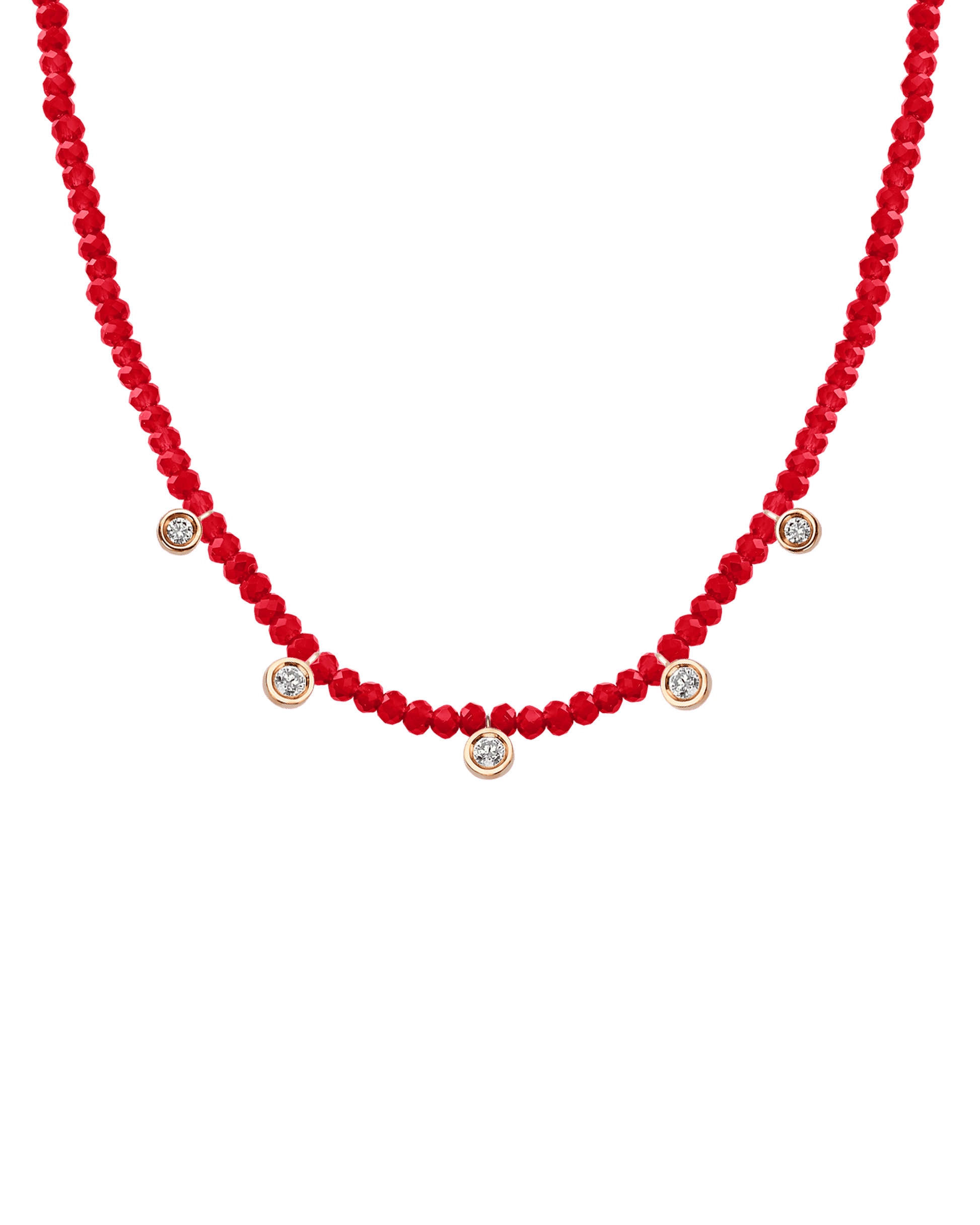 Turquoise Gemstone & Five diamonds Necklace - 14K White Gold Necklaces magal-dev 