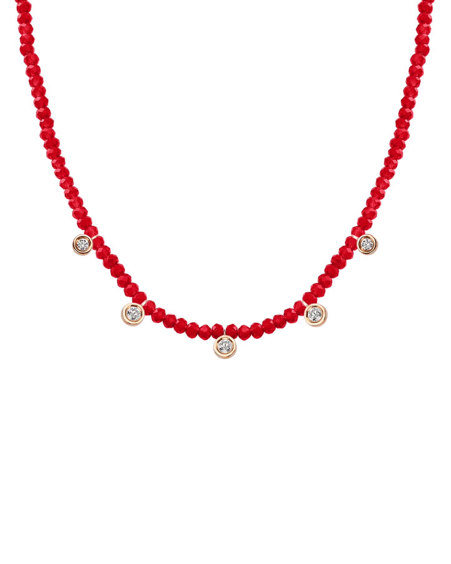 Garnet Gemstone & Five diamonds Necklace - 14K White Gold Necklaces magal-dev 