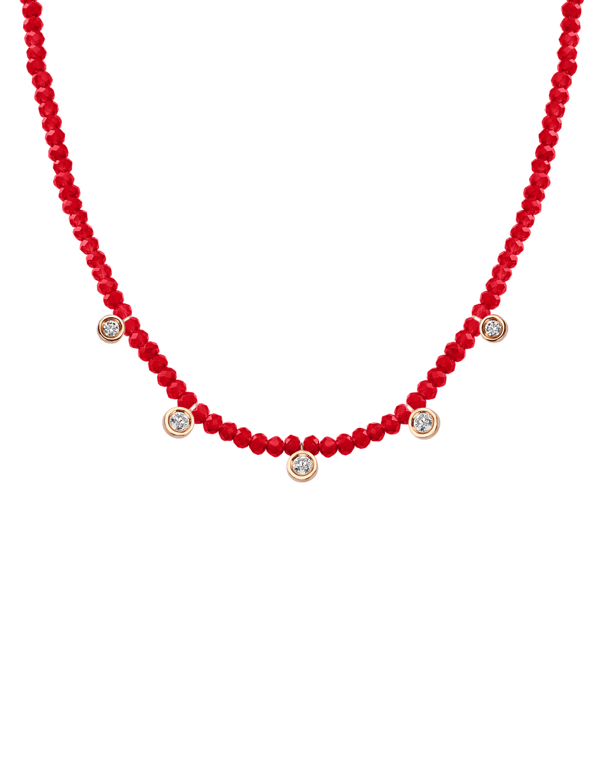 Garnet Gemstone & Five diamonds Necklace - 14K White Gold Necklaces magal-dev 