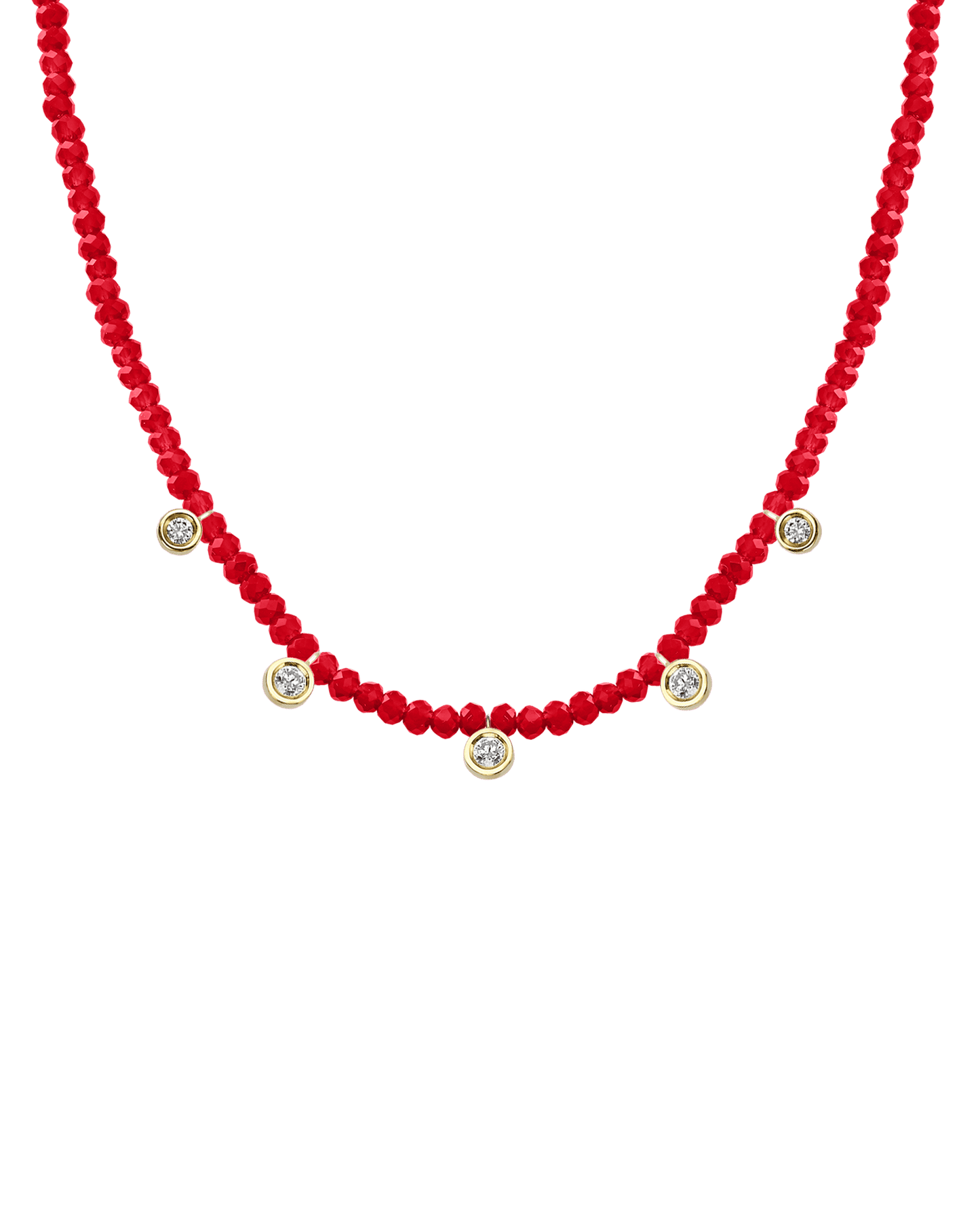 Garnet Gemstone & Five diamonds Necklace - 14K Rose Gold Necklaces magal-dev 