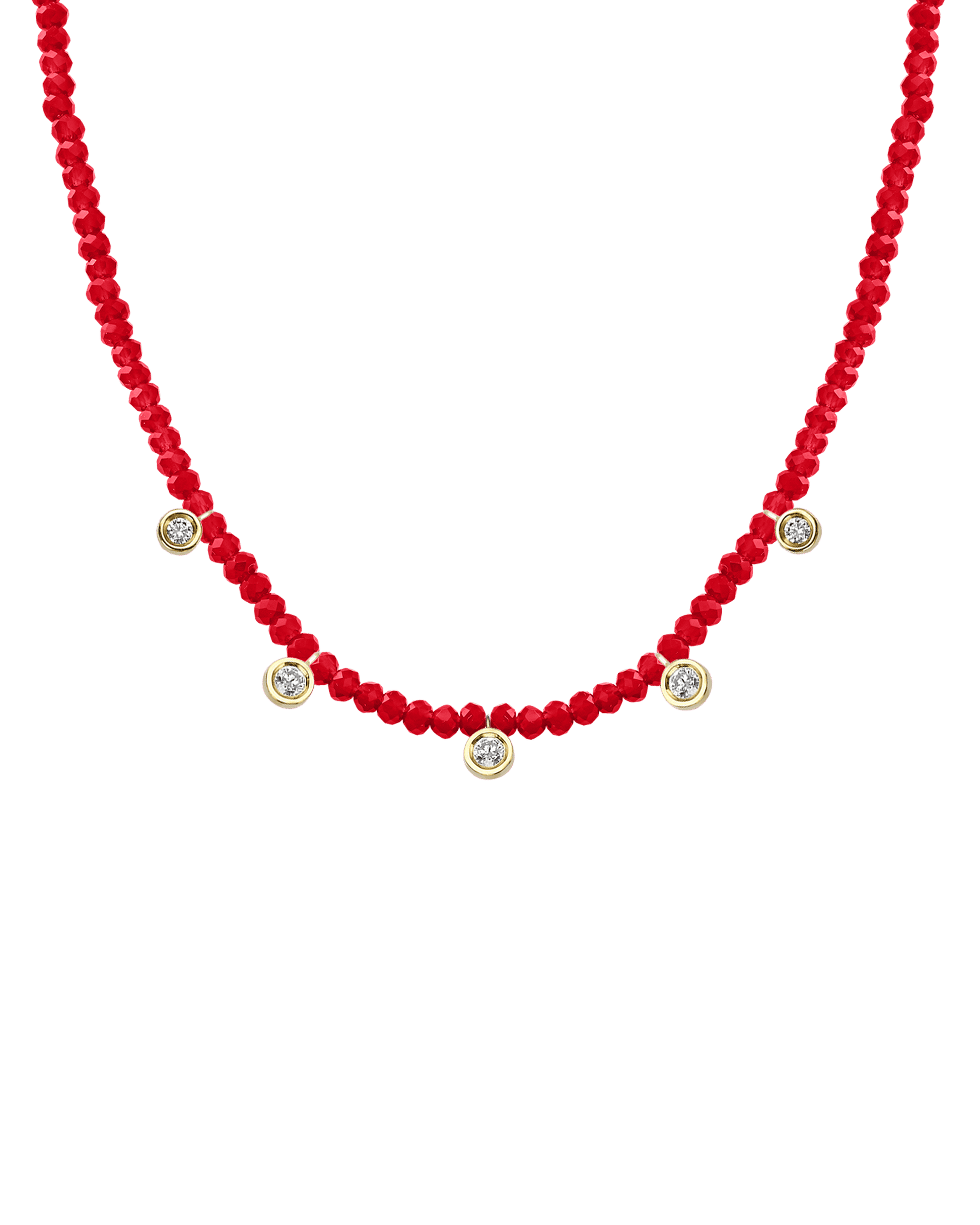 Turquoise Gemstone & Five diamonds Necklace - 14K White Gold Necklaces magal-dev 