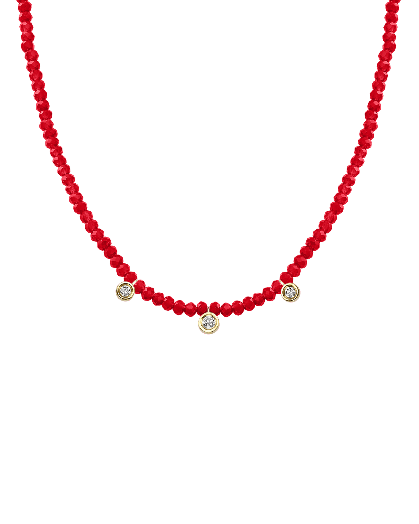 Jade Gemstone & Three diamonds Necklace - 14K Rose Gold Necklaces magal-dev 